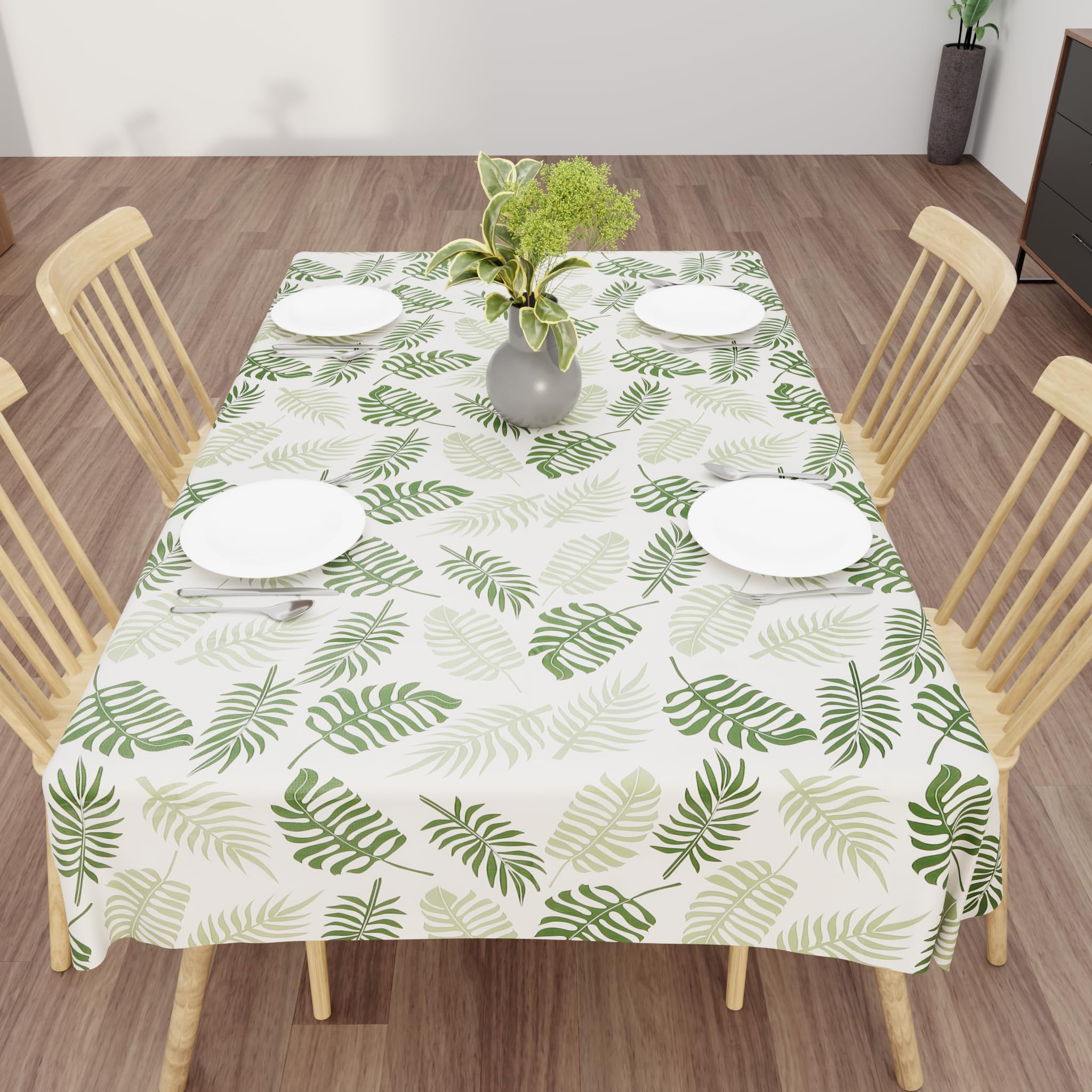 Wings Star Dining Table Cover for 6 Seater, 60 x 90 inch Size, Waterproof and Dustproof Table Sheet,Dining Table 6 Seater Waterproof Cover (Green Leaf, Dining Table Cover (60x90 Inch)) 2