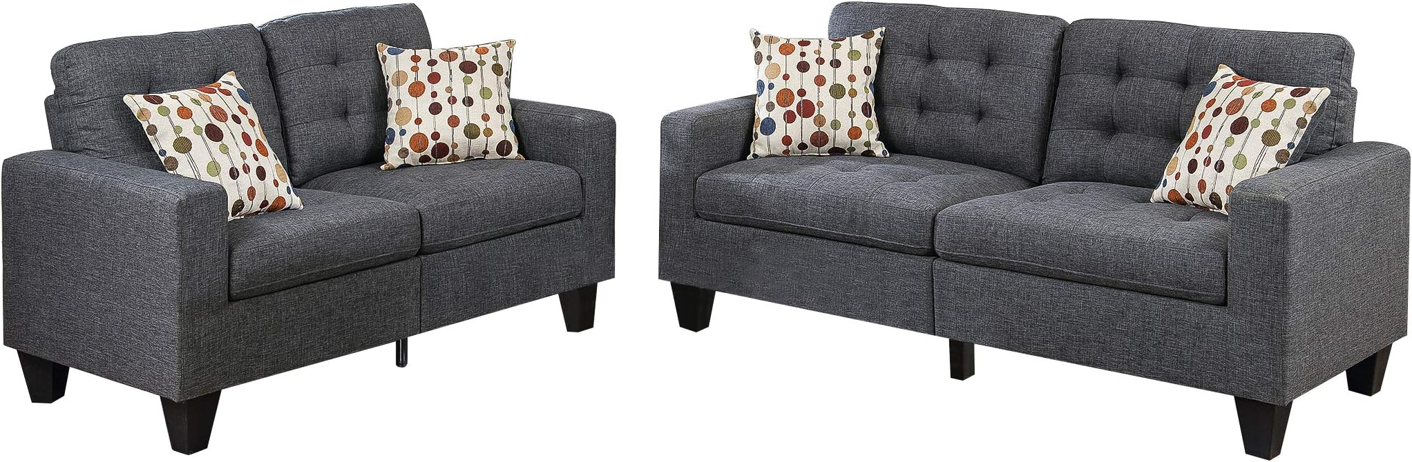 Poundex Sectional Set, Blue Grey