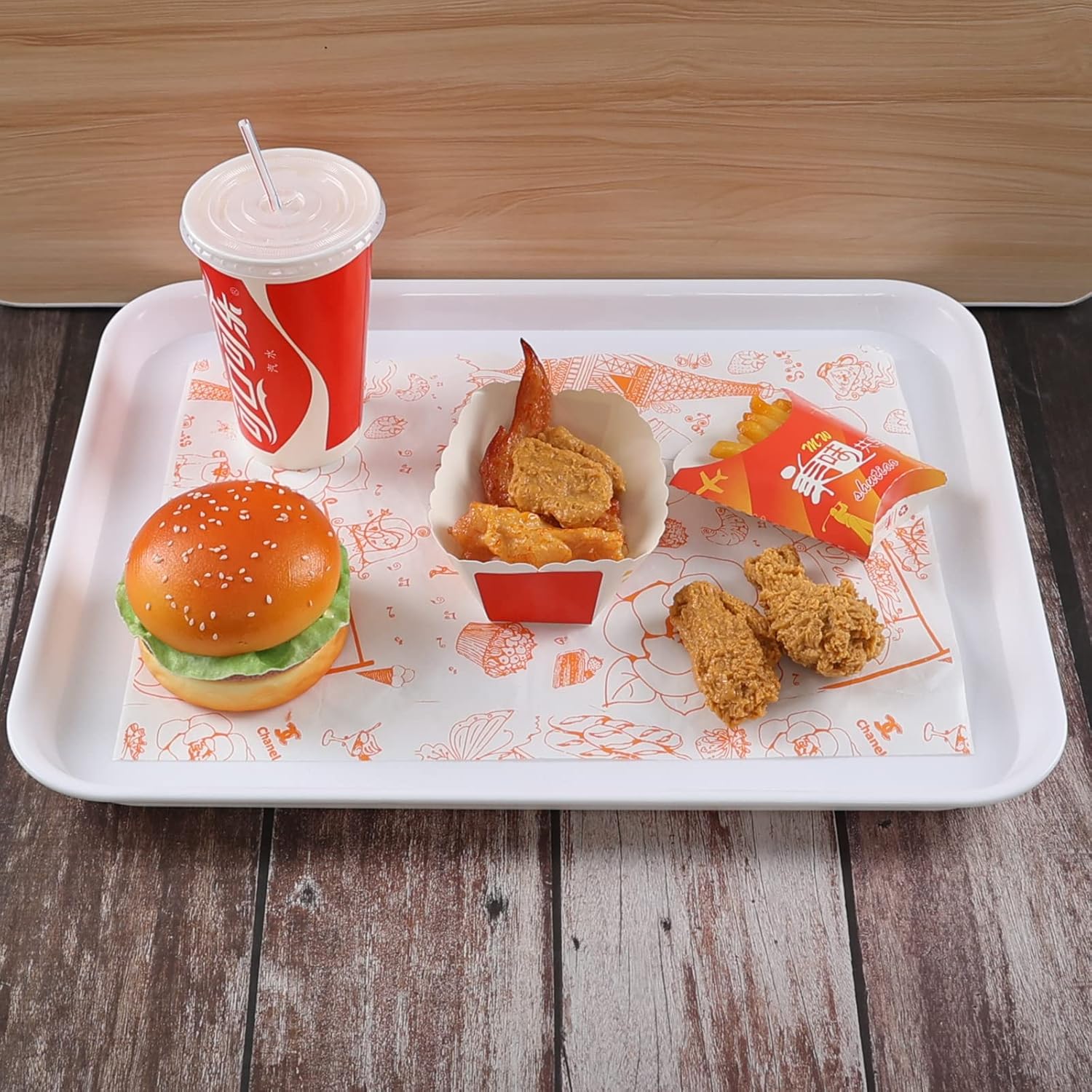 Plastic Serving Trays, Fast Food Serving Trays Set of 4, White - Image 6