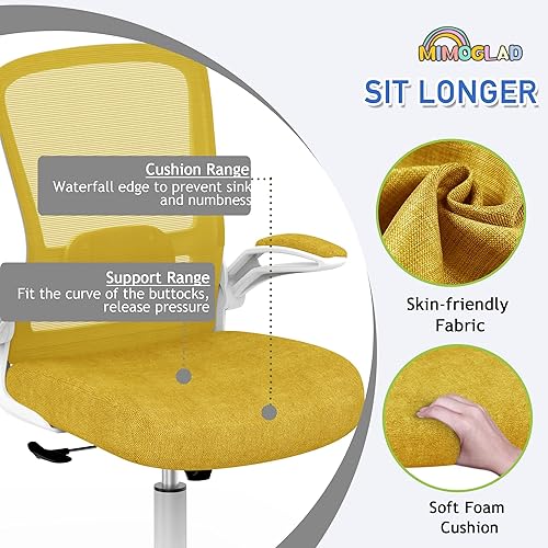 Miniatura 8 de Mimoglad Silla de oficina ergonómica de malla con respaldo alto, soporte lumbar ajustable, cojín de asiento grueso (moderno, jazmín)