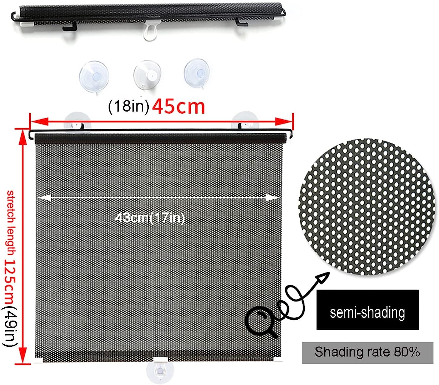 Store enrouleur occultant for fenêtre Store occultant à ventouse, pare-soleil rétractable sans trou for balcon, ventouse, isolation thermique, protection solaire, for voiture, chambre, bureau, cuisine