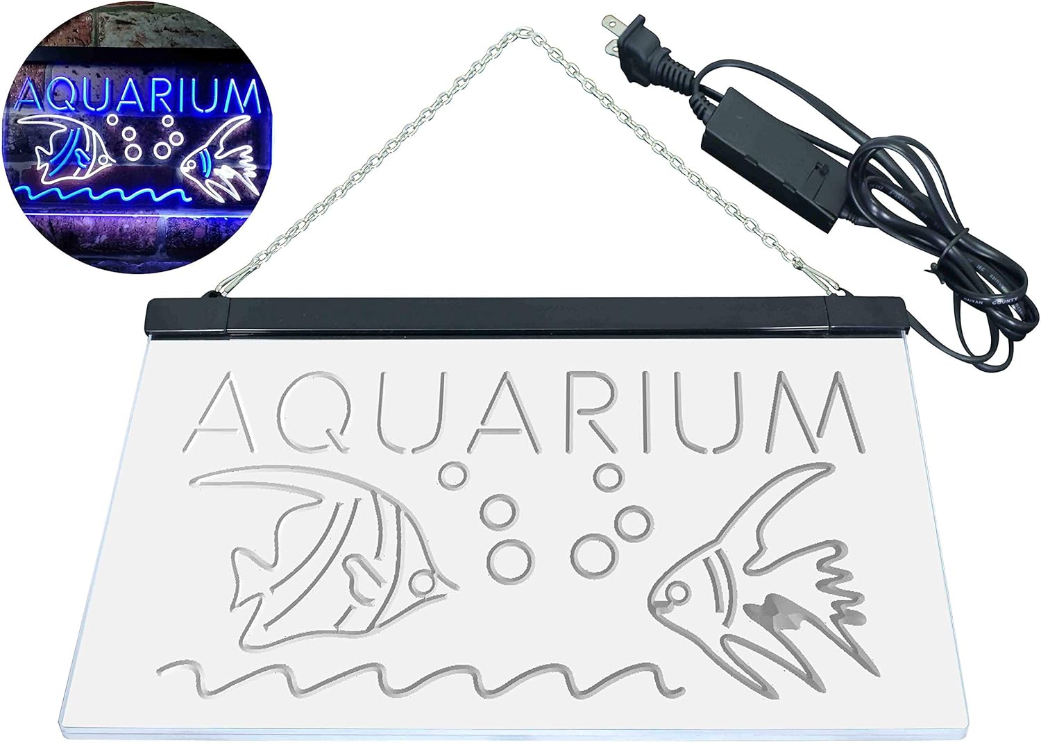 ADVPRO Aquarium Fish Dual Color LED Neon Sign White & Blue 12" x 8.5" st6s32-i0465-wb
