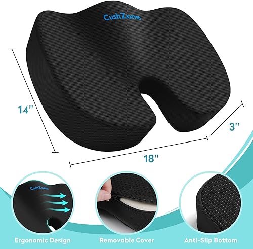 Miniatura 3 de Cojín de asiento para silla de oficina, cojín de espuma viscoelástica mejorada de gel refrescante para sentarse durante mucho tiempo, almohada para