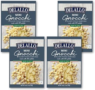 DeLallo Mini Potato Gnocchi, Authentic Italian 85% Real Potato, Non-GMO Kosher, Light Airy Texture for Soups & Baking, 16oz (4 Pack)