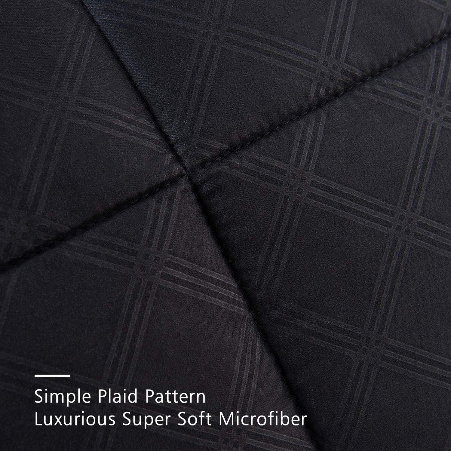 JML Queen Comforter Set, 10 Piece Microfiber Bedding Comforter Sets with Shams - 430GSM Heavyweight, Luxury Solid Color Quilted Embroidered Pattern, Perfect for Any Bed Room or Guest Room Black