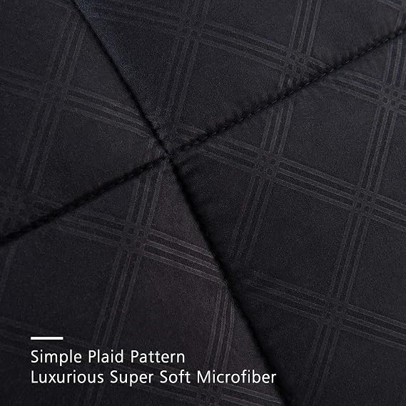 JML Queen Comforter Set, 10-Piece, Microfiber Bedding Comforter with Shams - 430GSM Heavyweight, Luxury Solid Color Quilted Embroidered Pattern, Perfect for Any Bed Room or Guest Room Black