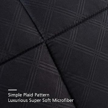 JML Queen Comforter Set, 10-Piece, Microfiber Bedding Comforter with Shams - 430GSM Heavyweight, Luxury Solid Color Quilted Embroidered Pattern, Perfect for Any Bed Room or Guest Room Black