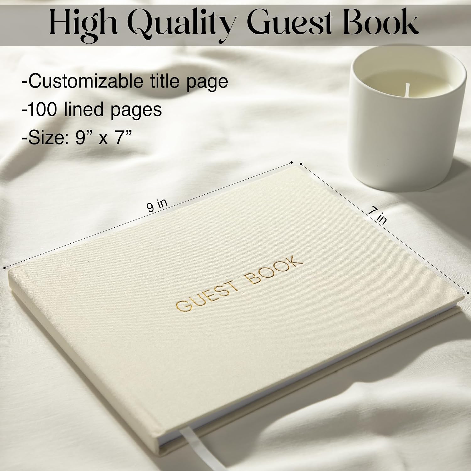 Wedding Guest Book, Classic and Timeless Sign in Guest Book for Baby Shower, Bridal Shower, Wedding Reception - 100 Lined Pages- A Must Have for Your Special Event