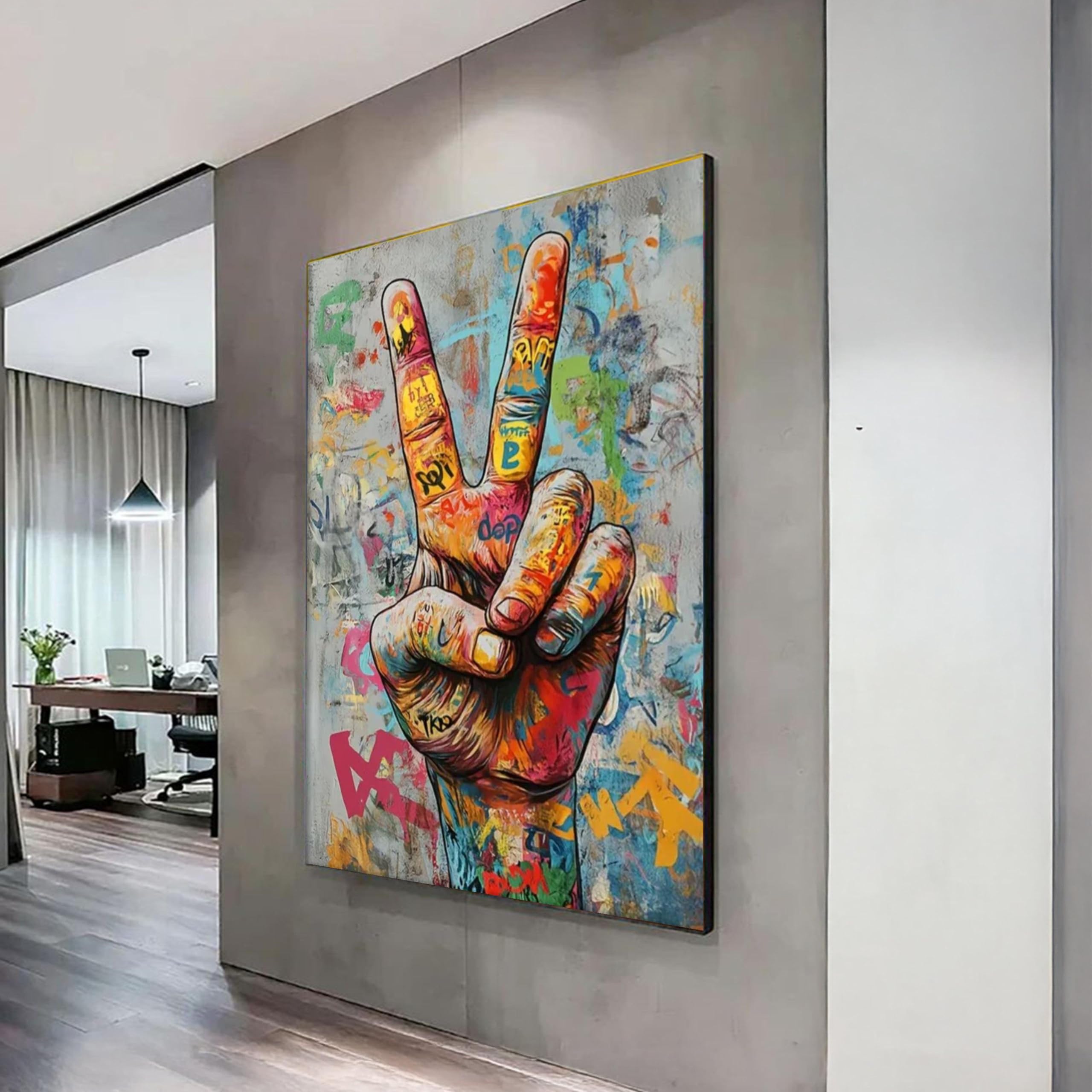 Pintura del símbolo de la paz de 30x40 cm para renovar paredes sin vida con arte urbano 8