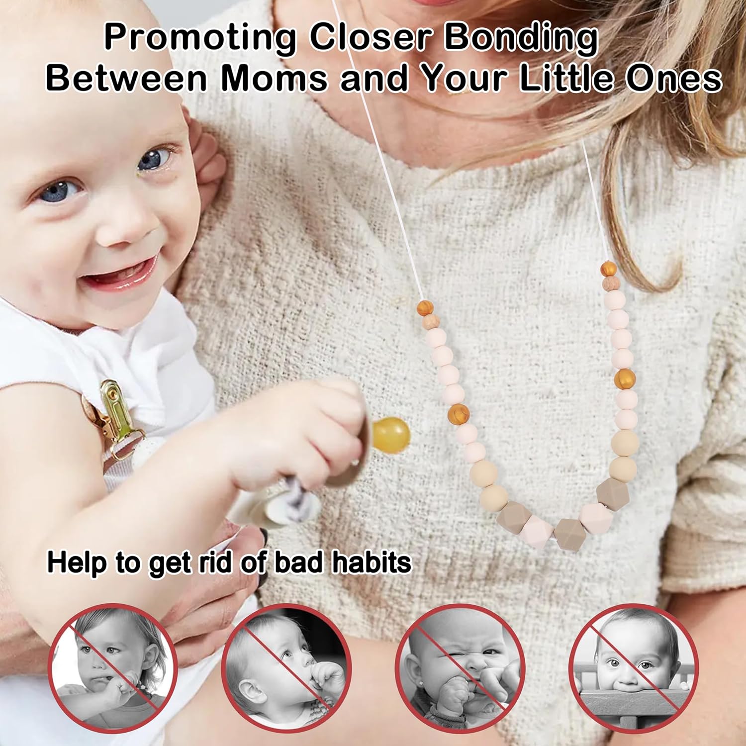 Silicone Nursing Necklace - Emotional Calming Breastfeeding Supplies, Fidget Necklace For New Moms, Newborn Nursing Sensory Silicone Beads Jewellery.