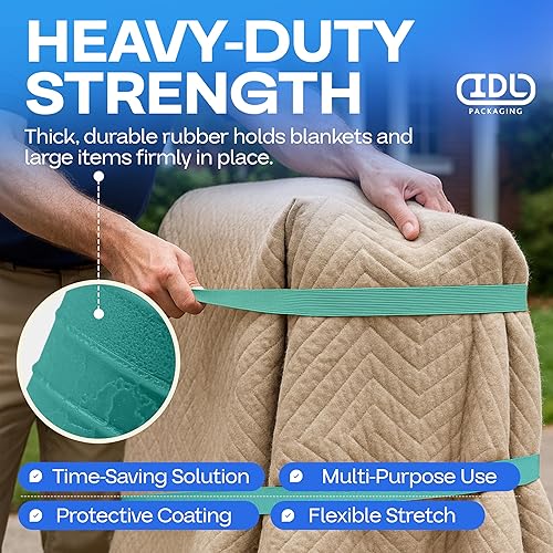 Vista 25 de IDL Packaging Bandas de goma fuertes, elásticas y flexibles de 56 pulgadas, paquete de 4, beige, elasticidad 2X, 80% goma natural, bandas