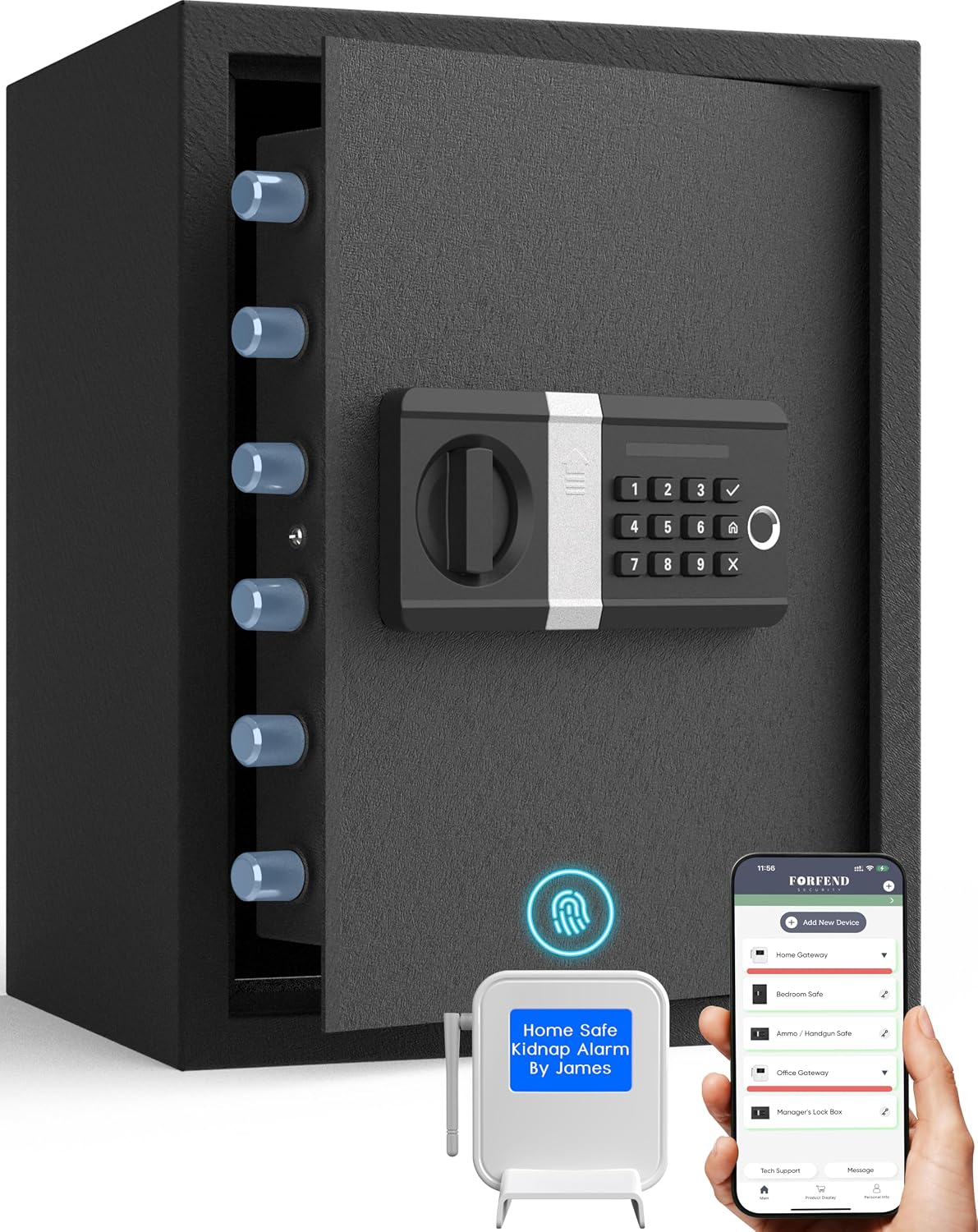FORFEND Smart Fingerprint Wi-Fi Safe, Remote App Control/Alarm/Live Monitor