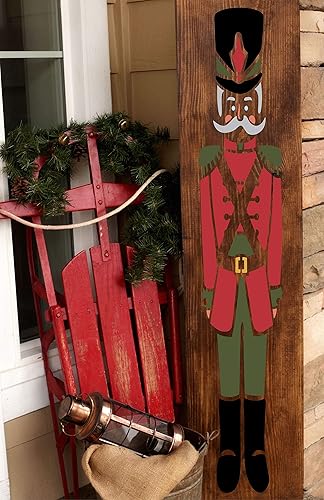 Miniatura 2 de Barn Star Kit de plantillas navideñas con diseño de cascanueces para pintar madera, ventanas o proyectos de manualidades, tema decorativo de Feliz