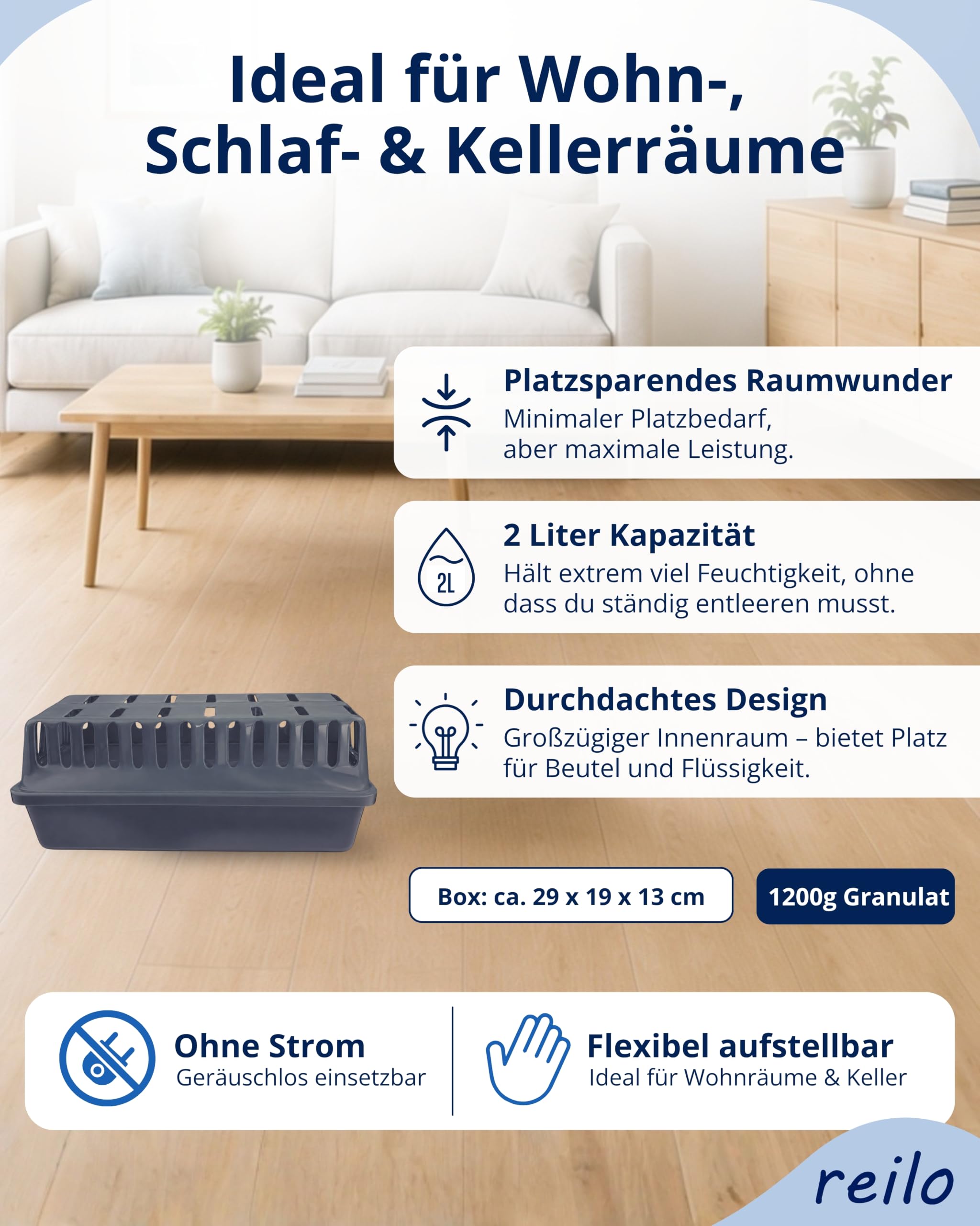Luftentfeuchter Set, 2x XXL Box + 10x 1,2kg Granulat
