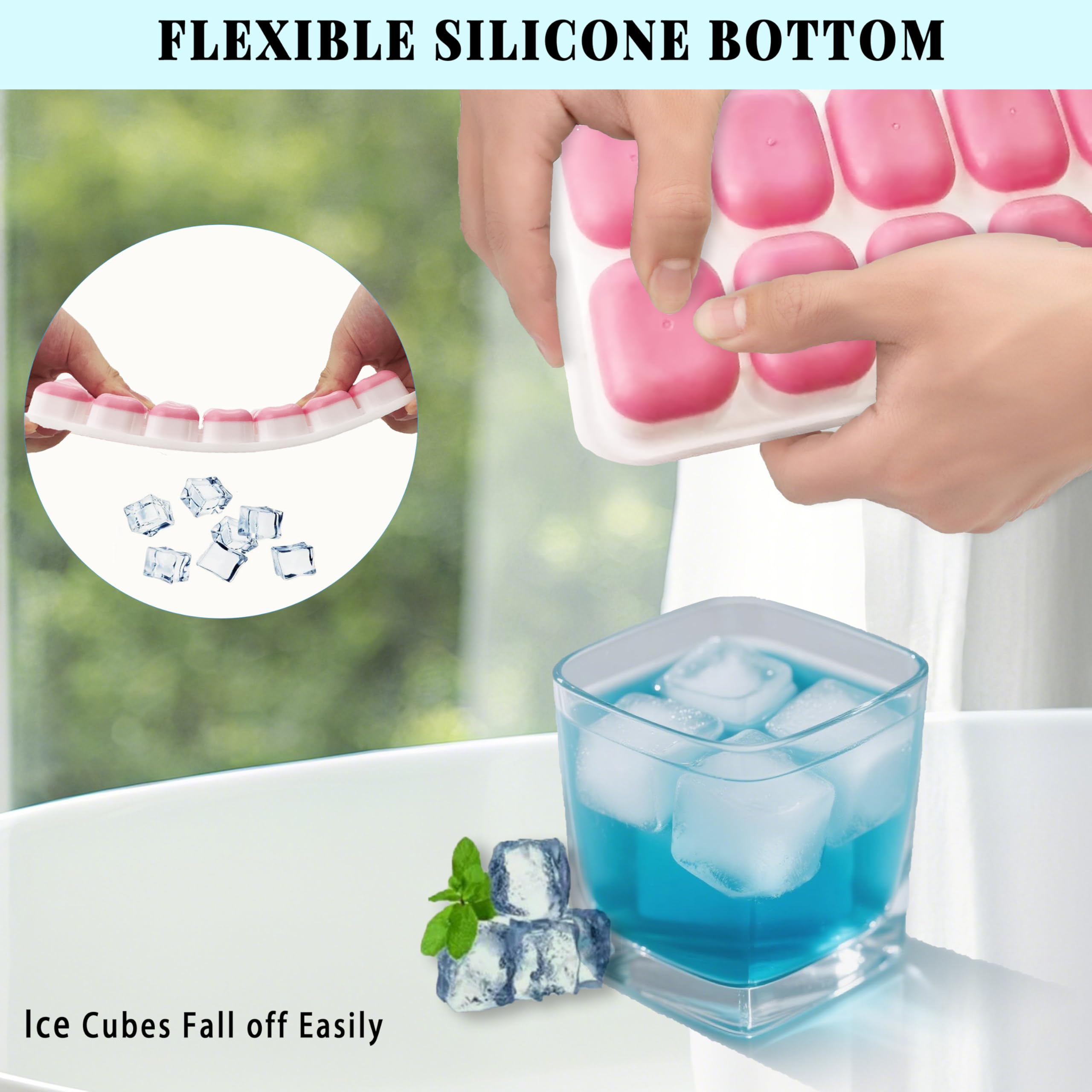 Xcdhemde Lot De 4 Moules à Glaçons En Silicone Avec Couvercles - 56 Glaçons Au Total, Certifié LFGB, Facile à Démouler, Pour Cocktails, Boissons