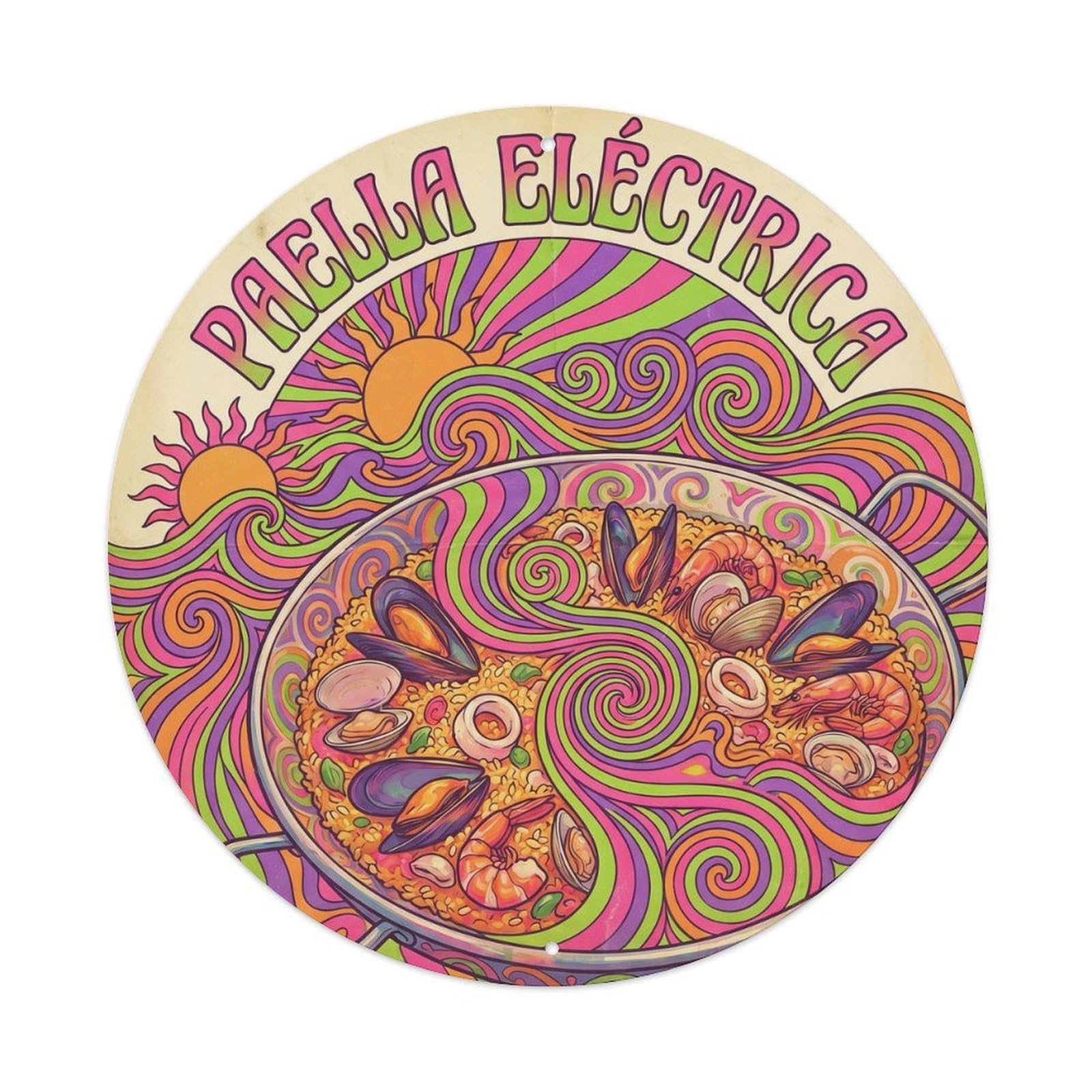 Spain Paella Cuisine Psychedelic Food Market Metal Tin Sign