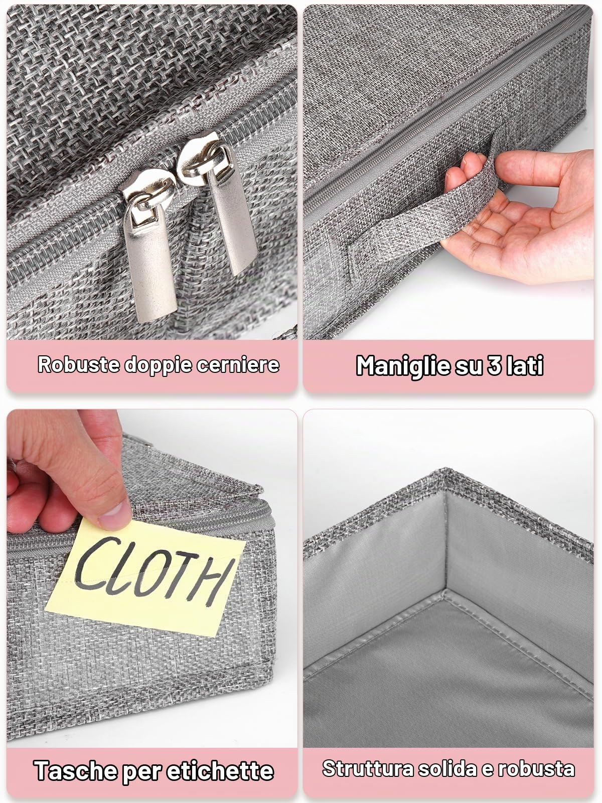Contenitori portaoggetti a basso profilo, alti 10,2 cm, con pareti laterali e fondo rigidi, organizer per vestiti poco profondi con coperchio, per divano, divano, dormitorio, confezione da 2, 33,5 x