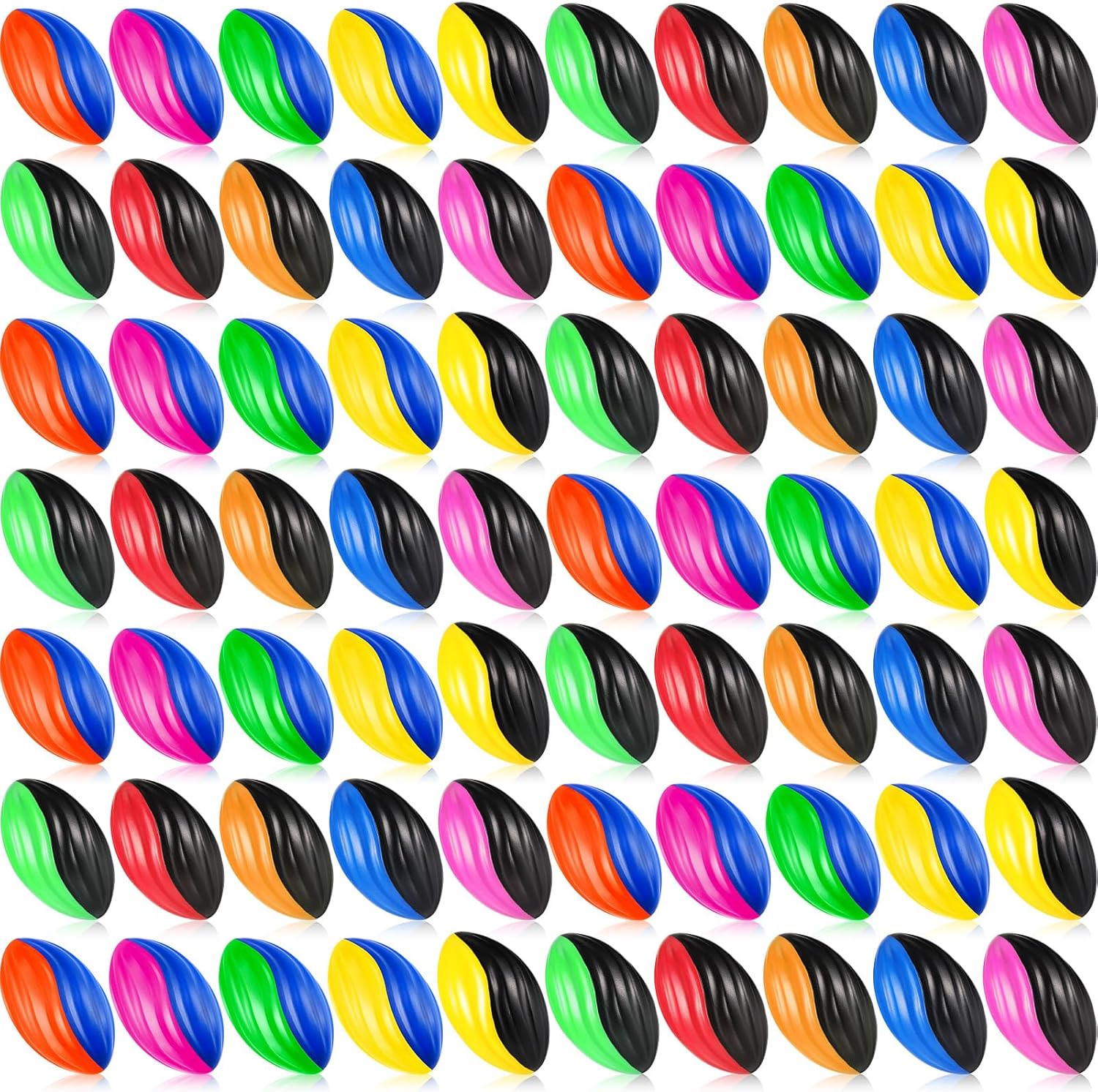 Jerify 100 Pcs Mini Footballs for Kids Spiral Foam Football Bulk 5 Inch Soft Small Waterproof Foam Ball Sports Birthday Toddler Football for Indoor and Outdoor Game (Assorted Color)