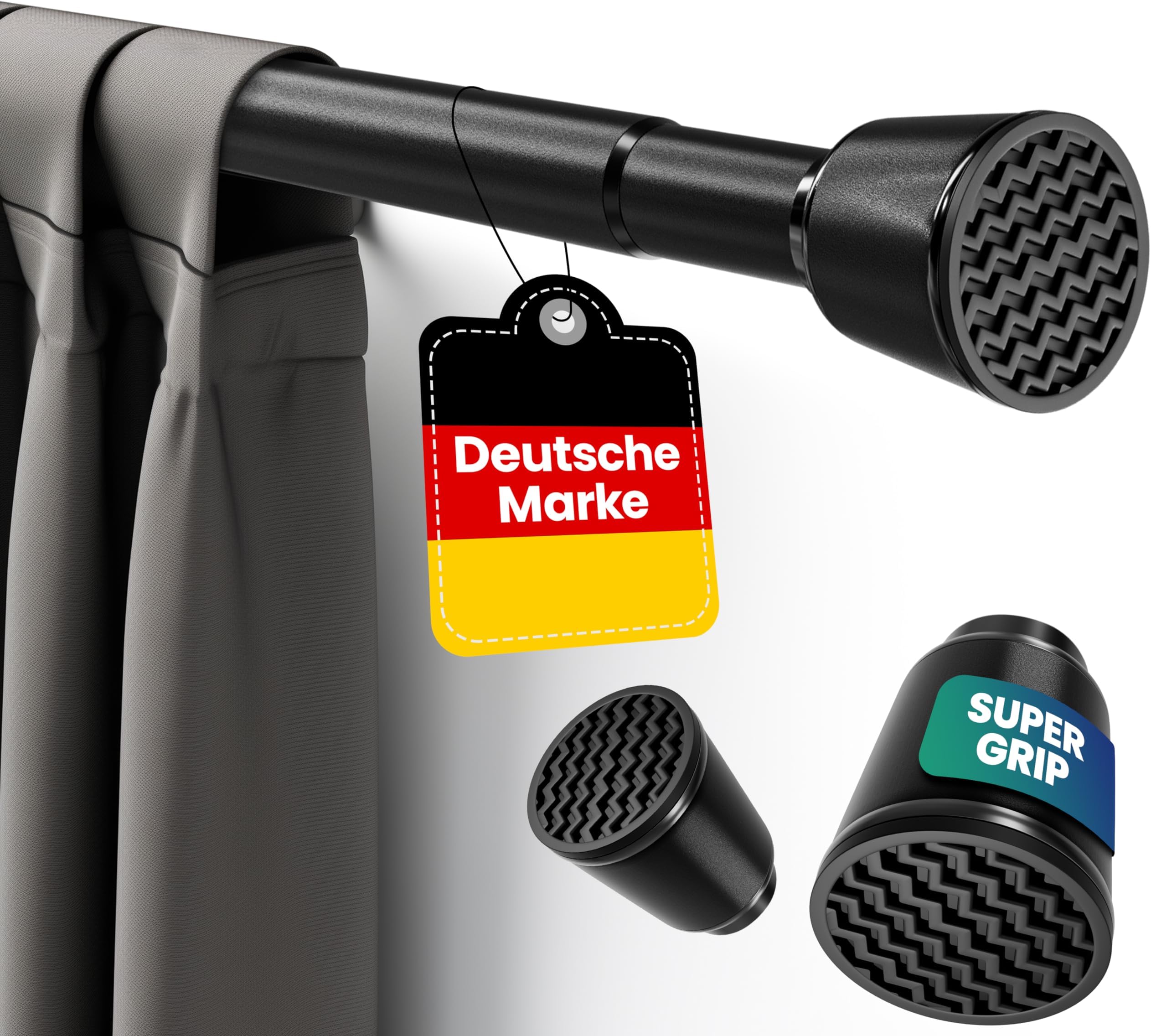 AKAYGUN Gardinenstange Ohne Bohren - Teleskopstange 220-350cm Weiß - Für Innen & Außen Ohne Schrauben