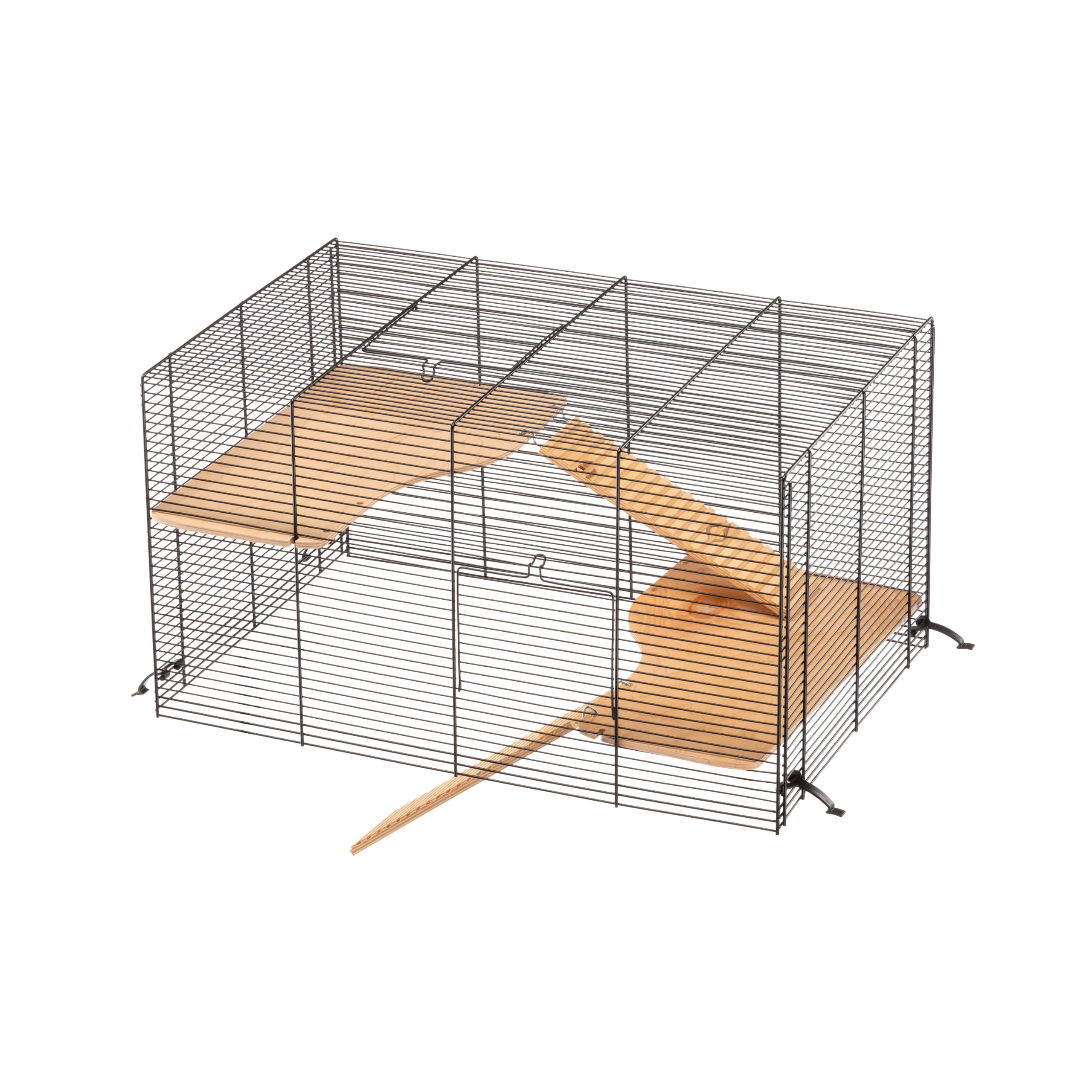 Ferplast Käfig für Hamster oder Mäuse Karat 60 Kleine Nagetiere, Zwei Ebenen mit Zubehör, aus Glas und Metallgitter