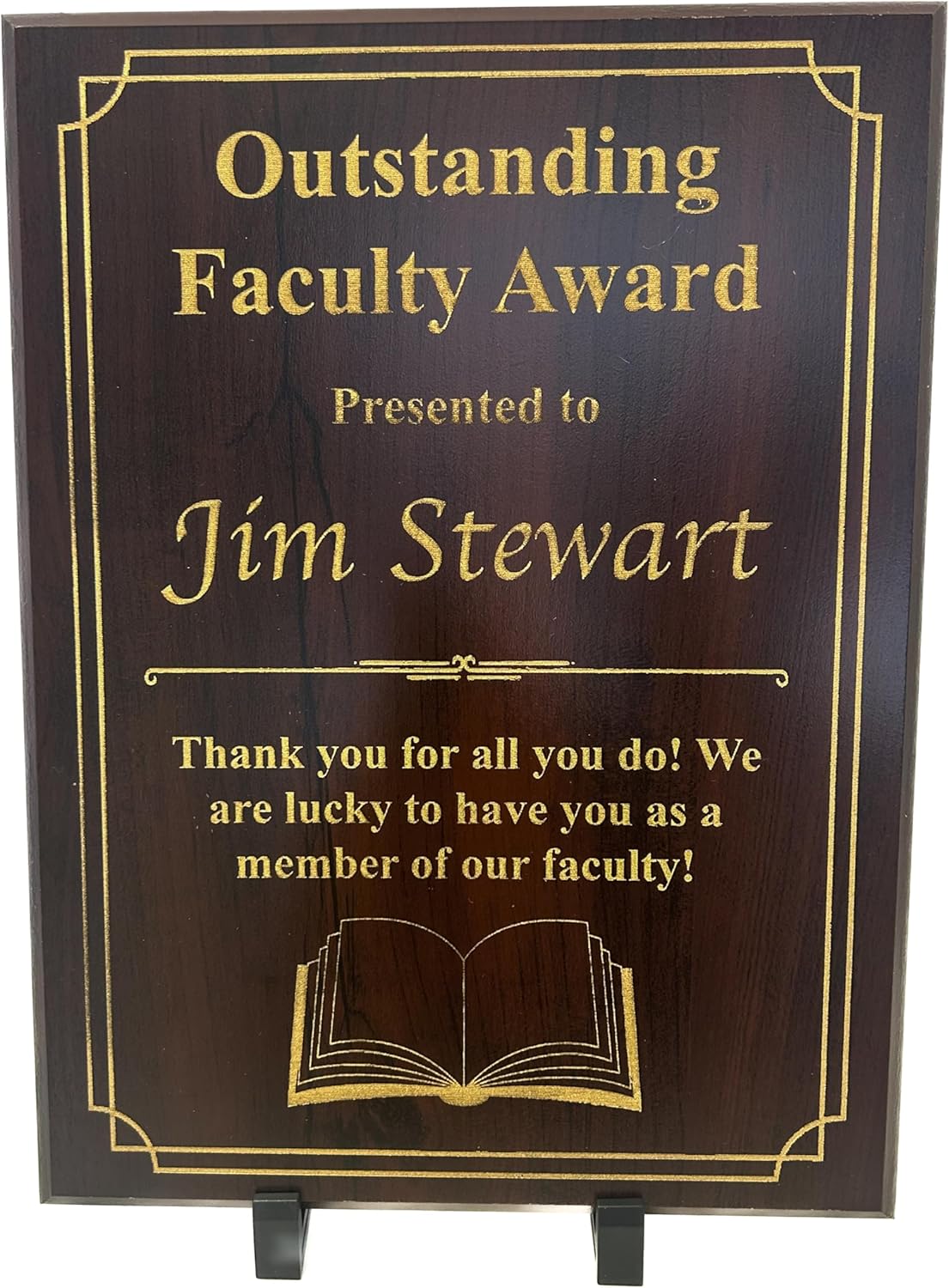 Education Award Plaque – Custom Teacher, Student, or Faculty Recognition – Available in Cherry Finish, Genuine Alder, Oak Finish, Marble Finish, or Black Glass (Cherry Finish w/Gold, 7x9)