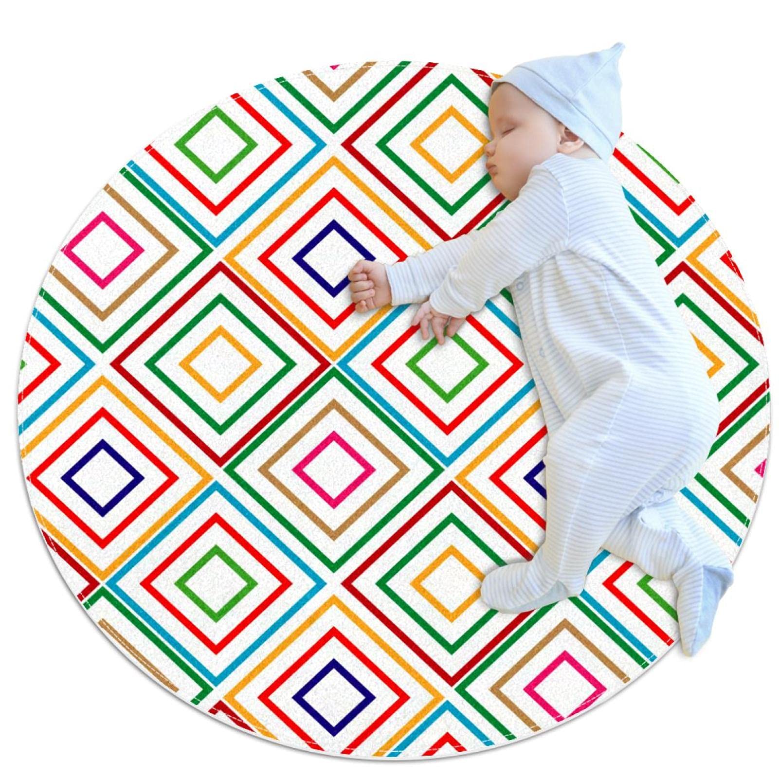 Tapis de jeu pour enfants carré à motif animaux 80x80cm