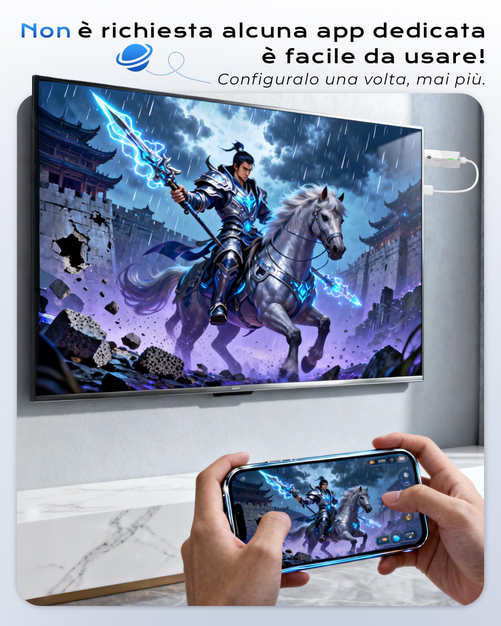 Dongle HDMI Wireless Mirroring-Adattatore Wireless Display Dongle HDMI 1080P@60Hz, 5GHz AirPlay/Miracast per TV/Proiettore (compatibile con Smartphone, Tablet, PC/Mac)