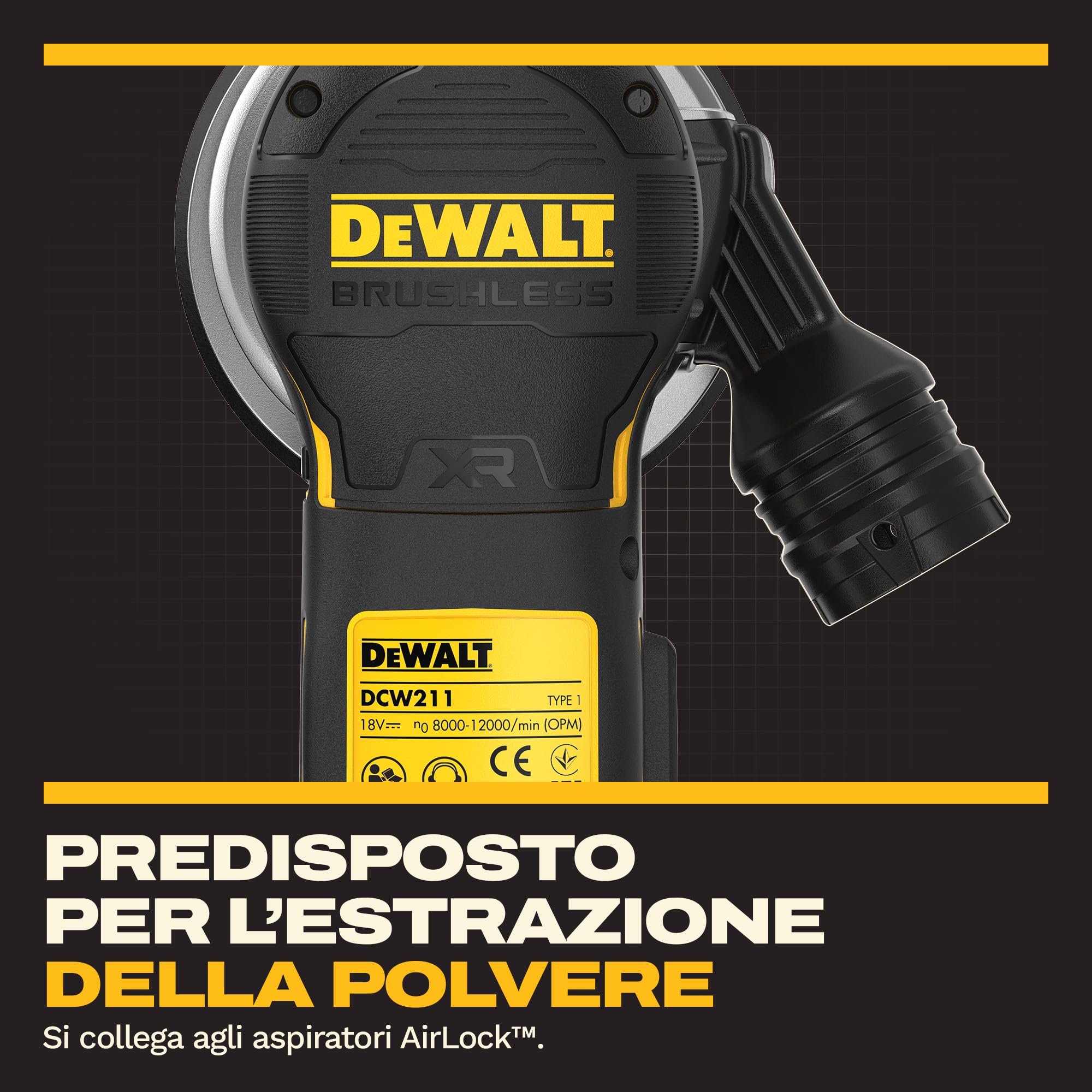 DEWALT Levigatrice roto-orbitale 18V XR BL 125mm con borsa morbida e 1 confezione di dischi abrasivi, DCW211KN-XJ