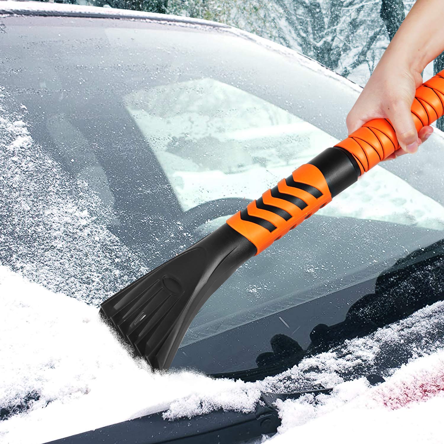 MATCEE Eiskratzer und Auto-Schneebürste für Windschutzscheiben-Schneekratzer mit Rakel, 104,1 cm, abnehmbar für Auto, SUV, Auto, LKW, Windschutzscheibe, Fenster