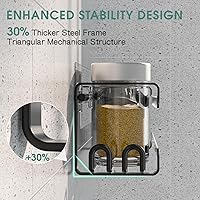 Vista 3 de LUCYCAZ 2 Pack Wall Mounted Spice Rack with 8 Hooks, Spice Organizer Shelf for Stove Cabinet Pantry Door,Screw or Adhesive Spice Shelf Hanging Wall