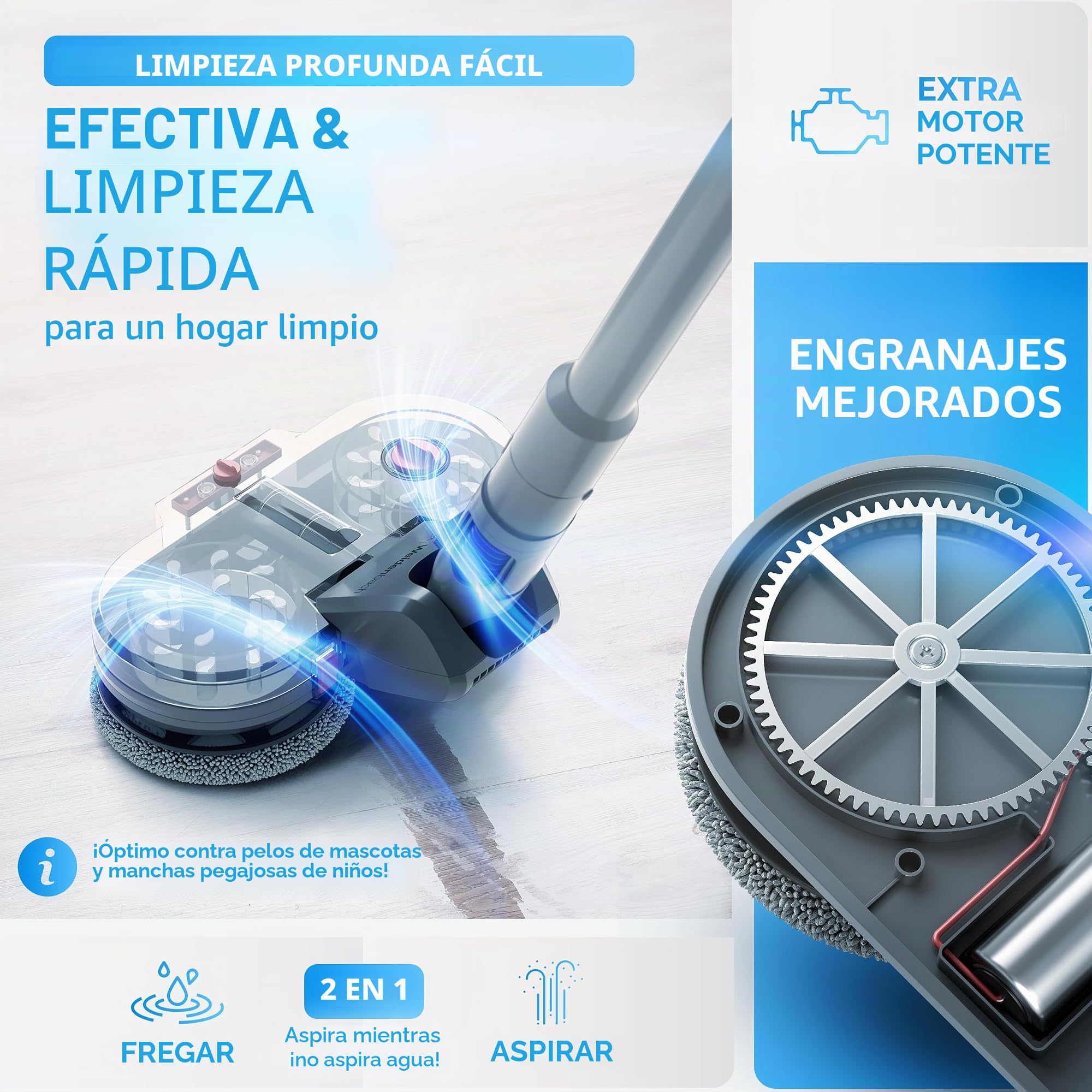 Weidenbach Accesorio de fregona para Dyson V12 – Aspiradora eléctrica – Accesorio de fregona – Aspiradora en seco y húmedo – con depósito de agua extraíble, depósito de llenado y 8 trapeadores