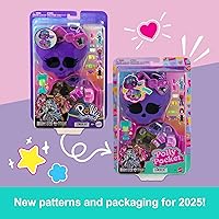 Vista 9 de Polly Pocket Monster High Conjunto de juego con 3 muñecas micro y 10 accesorios, se abre a la escuela secundaria, juguete de viaje coleccionable