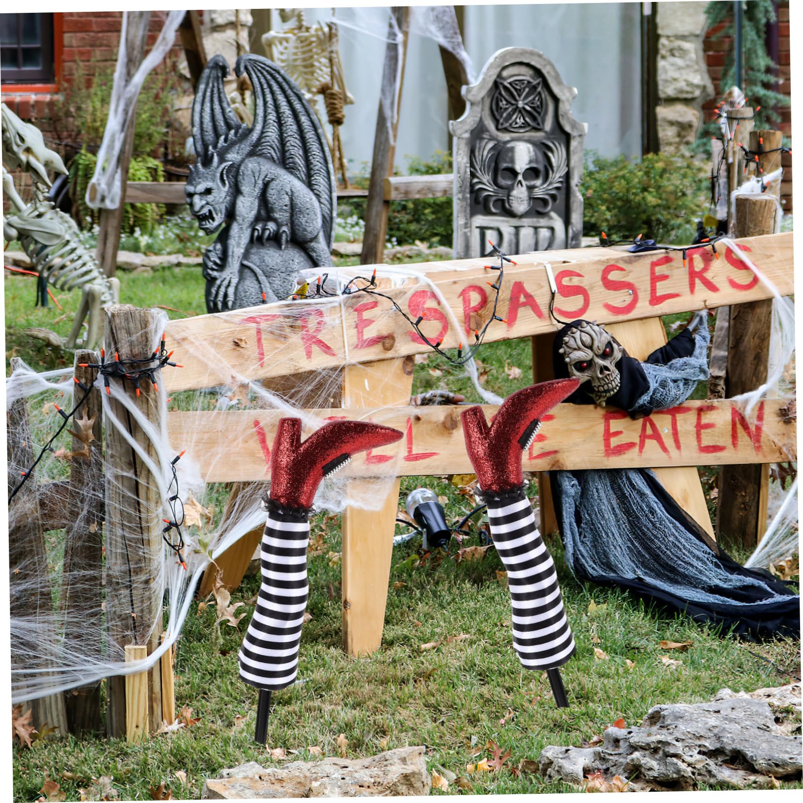Mipcase 4 Pezzi Decorazione Della Gamba Protesica Della Strega Di Halloween Del Giardino Della Gamba Della Strega Arredamento Di Halloween Al Di Fuori Arredamento Esterno Schiuma