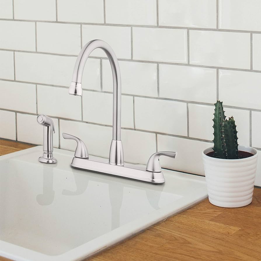 【ヴィンテージキッチン】ガラスナギット Bridge Kitchen Faucet with Sidespray - Quad Spout - K81-123S