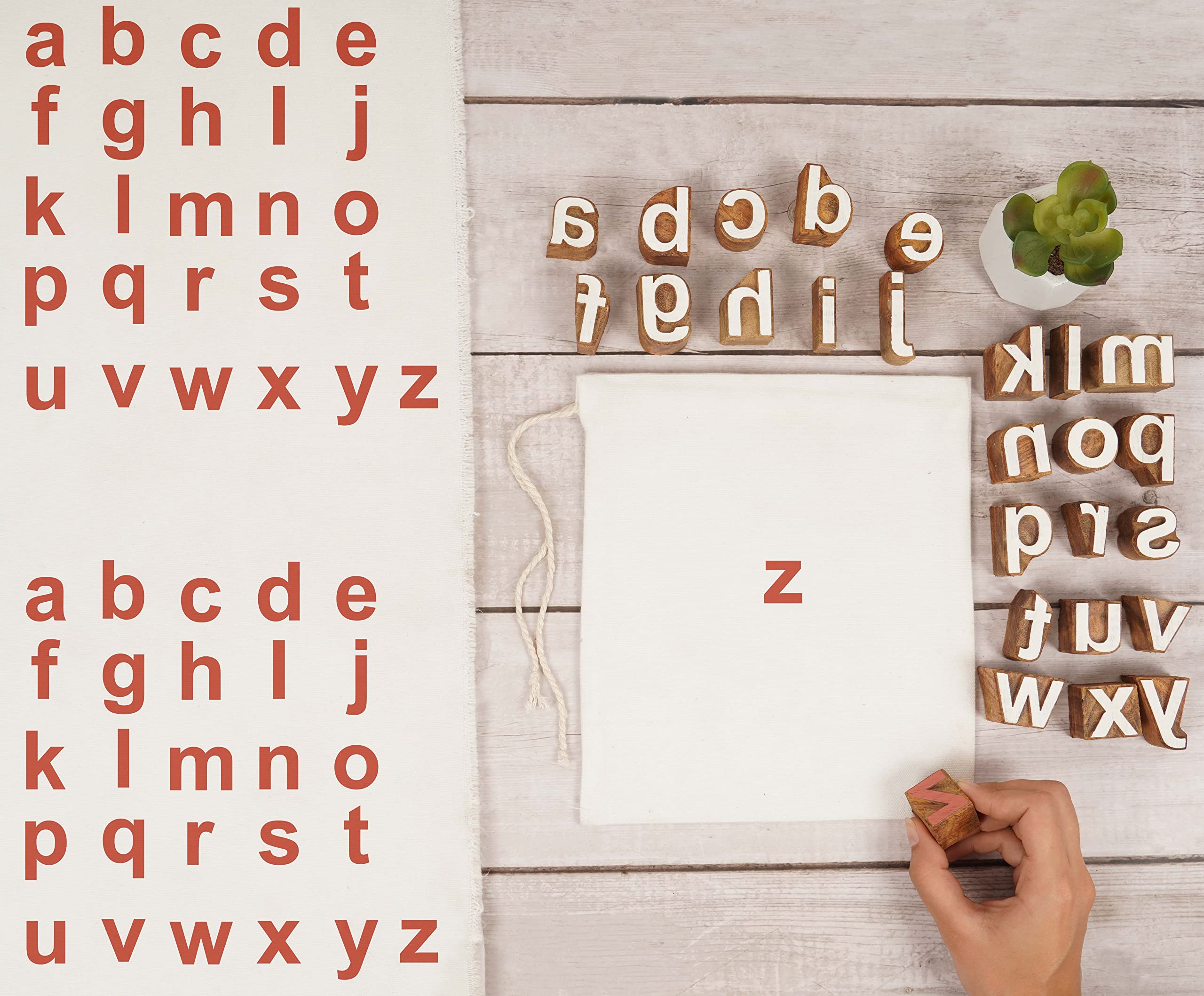 IBA Indianbeautifulart Textil Druckblock Kleinbuchstaben a-z Alphabet Hand Geschnitzte Holz Buchstaben Holzstempel Holz Block Druck Textilstempel Fur Gewebe- / Keramikblocke