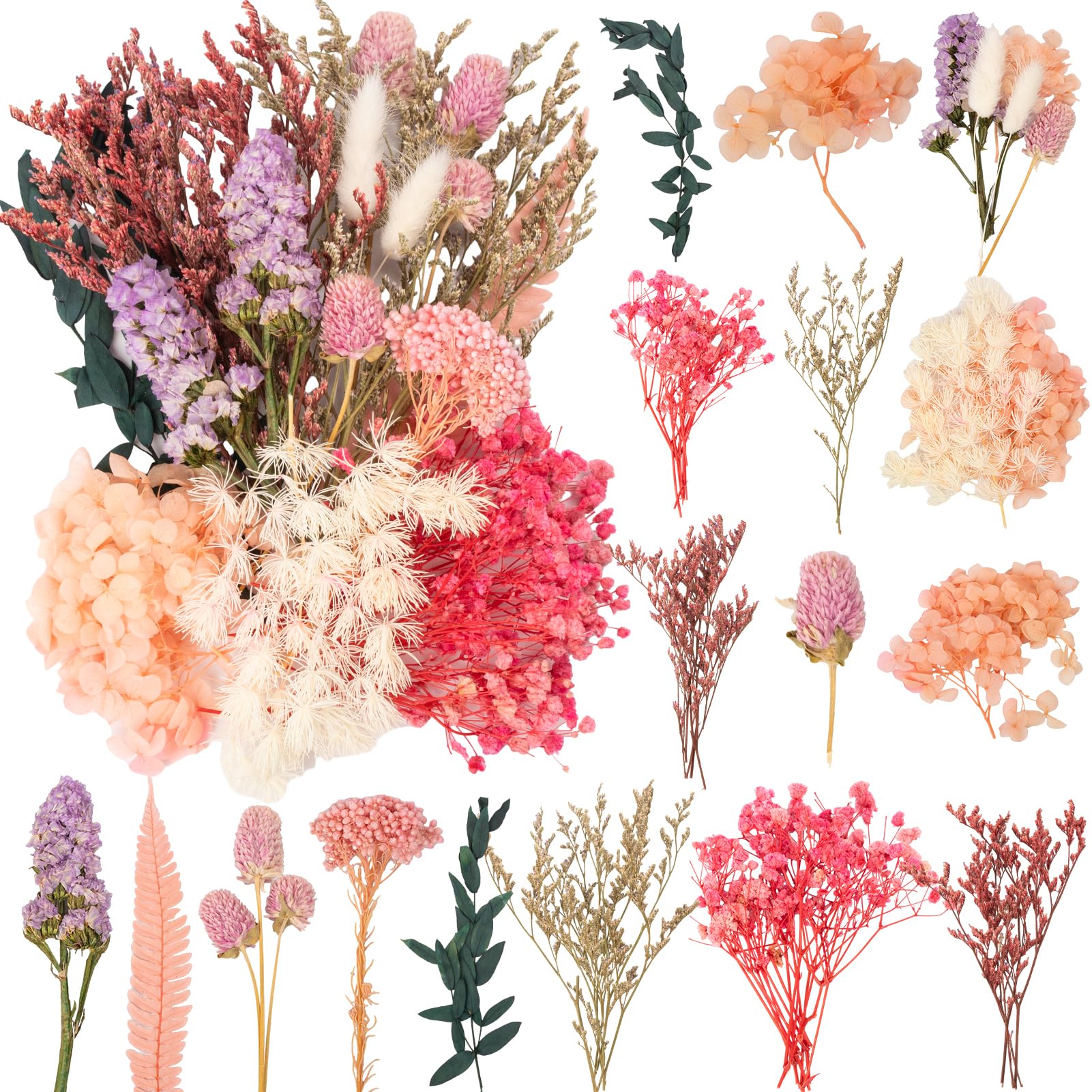 LAUMOE Getrocknete Blumen, Trockenblumen, Trockenblumen Zum Basteln Mini Kunstblumen Bunt Trockenblume Set für Tischdeko DIY Epoxidharz Scrapbook Zubehör