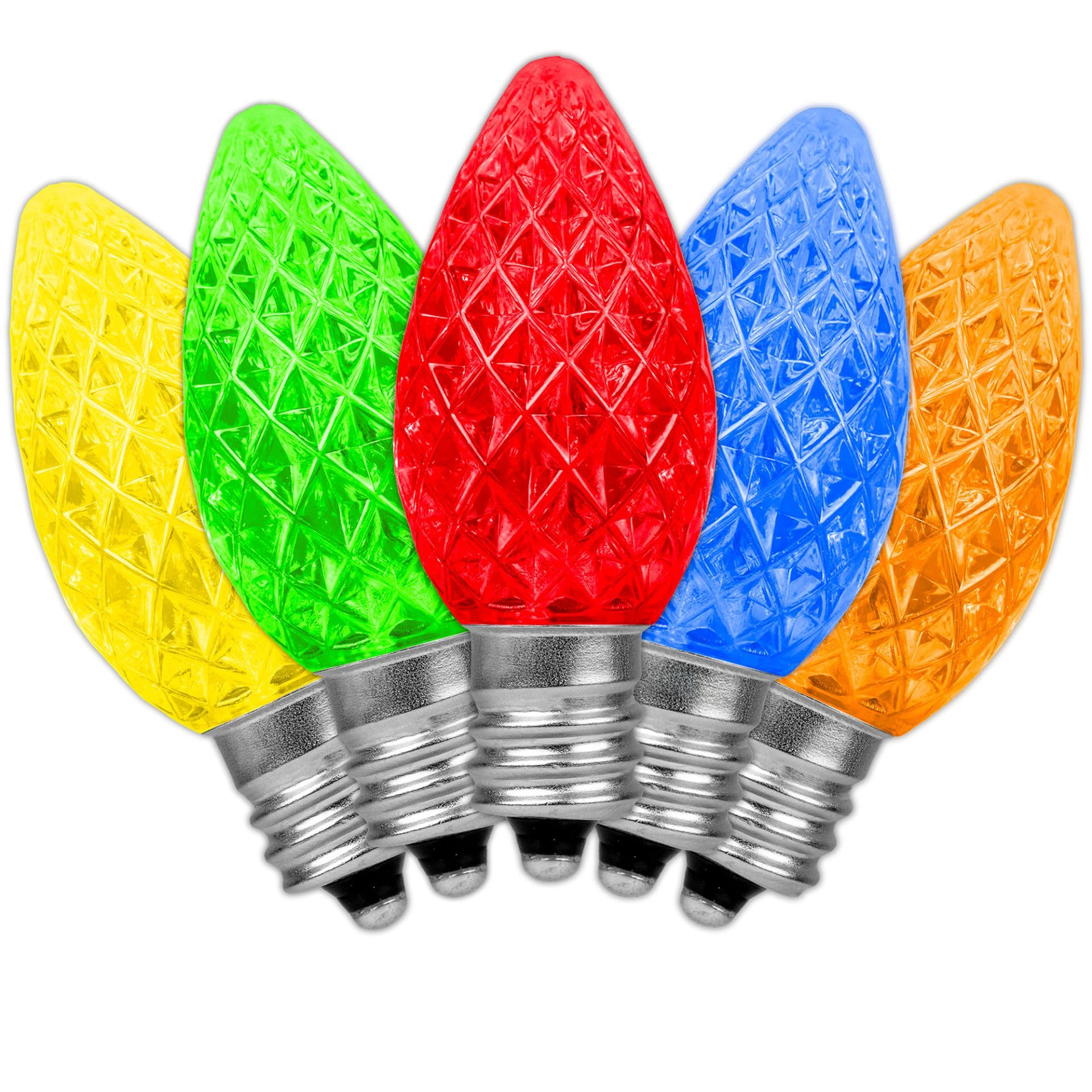 Novelty Lights 20CT Case 500 Bulbs Faceted Ultra Bright Dimmable Outdoor Christmas LED Replacement Bulbs - Multicolor