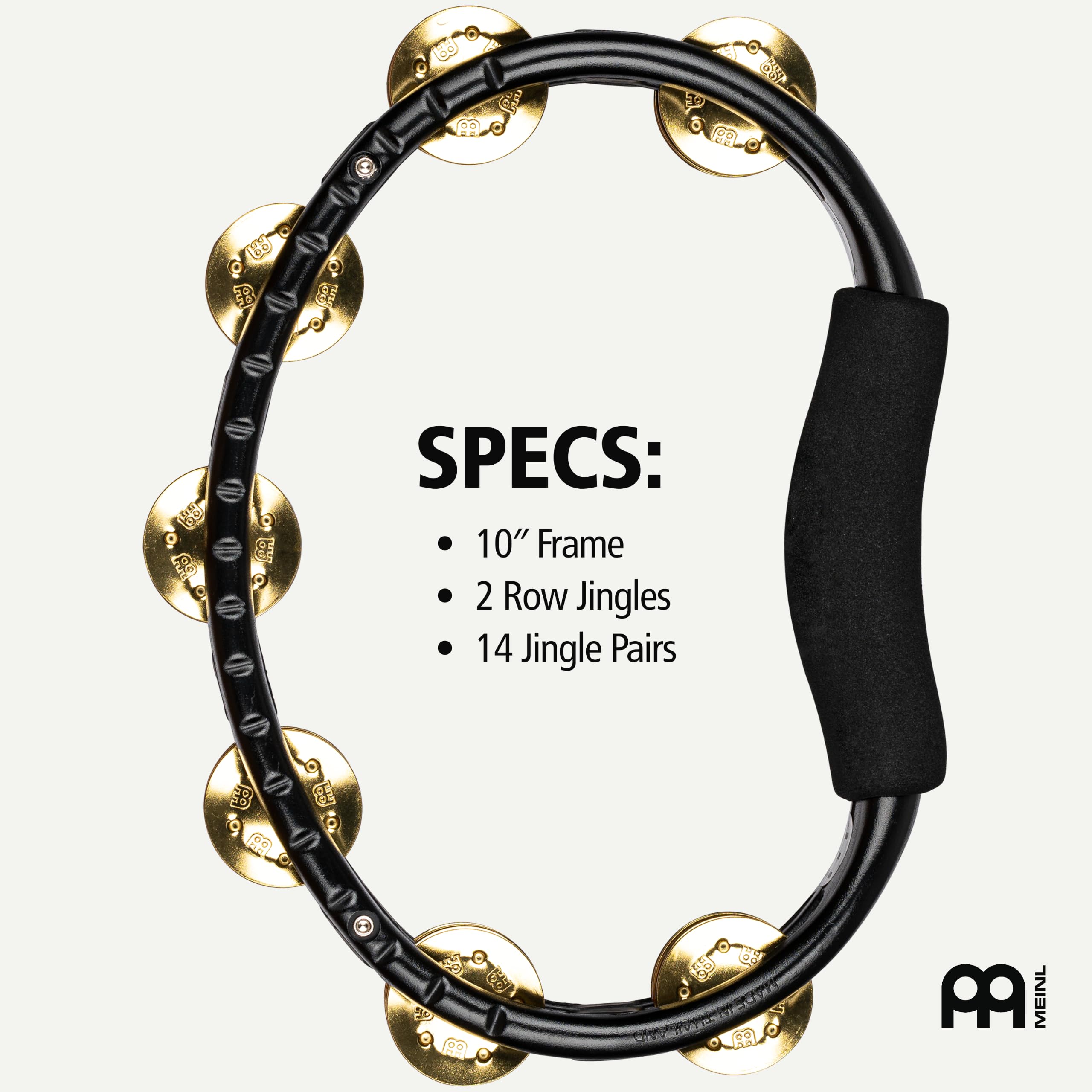 Meinl Hand Tambourine TMT1B-BK, Brass Jingles - Tamburyn