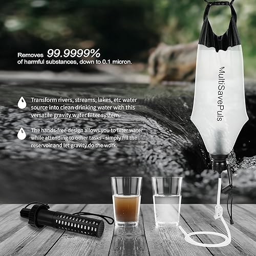 Miniatura 7 de Filtro de agua por gravedad con pajita de 3 litros, sistema de filtración de agua para campamento con purificador, purificador de agua de