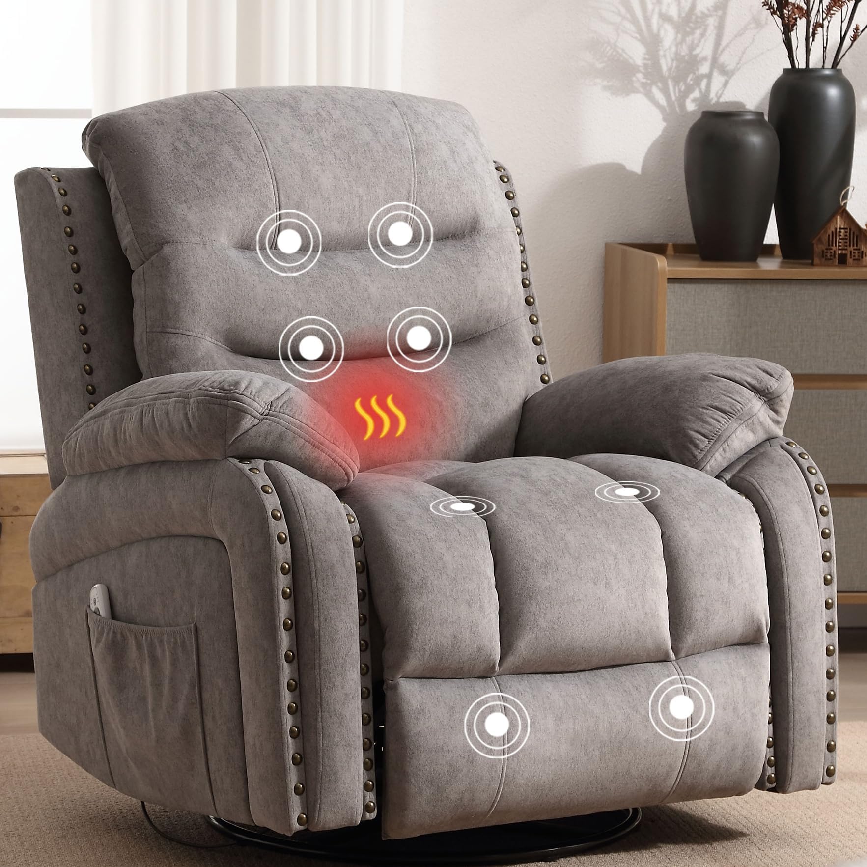 Amazon.com: Brilliant Massage Swivel Recliner with Vibration & Heat ...