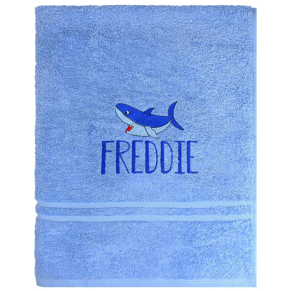 TeddyT's Personalised Shark Embroidered Name Swimming Bath Towel