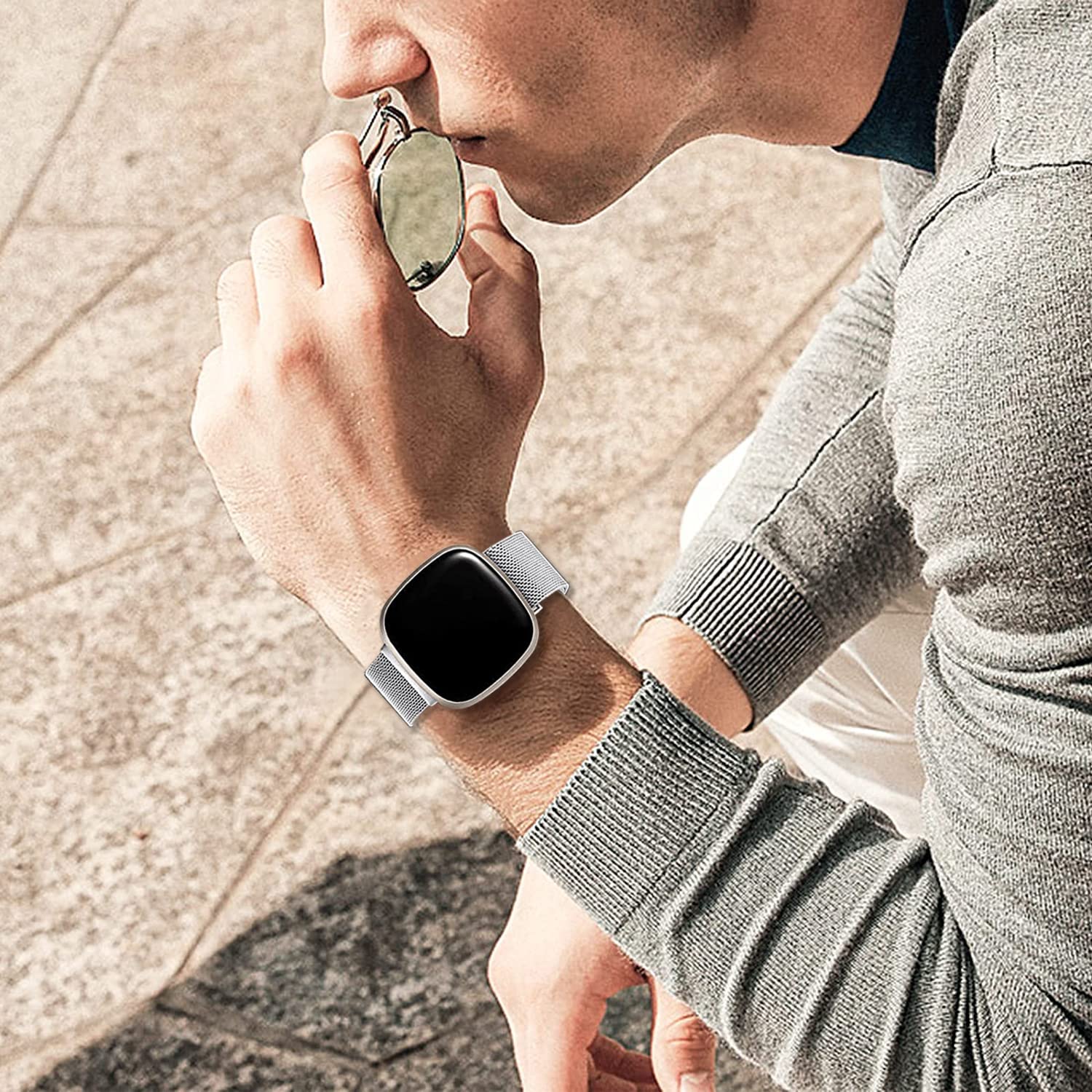 Bracelet En Acier Inoxydable Compatible Fitbit Versa 3/4/Sense 2/Sense - Or Rose - Neuf Avec Étiquettes