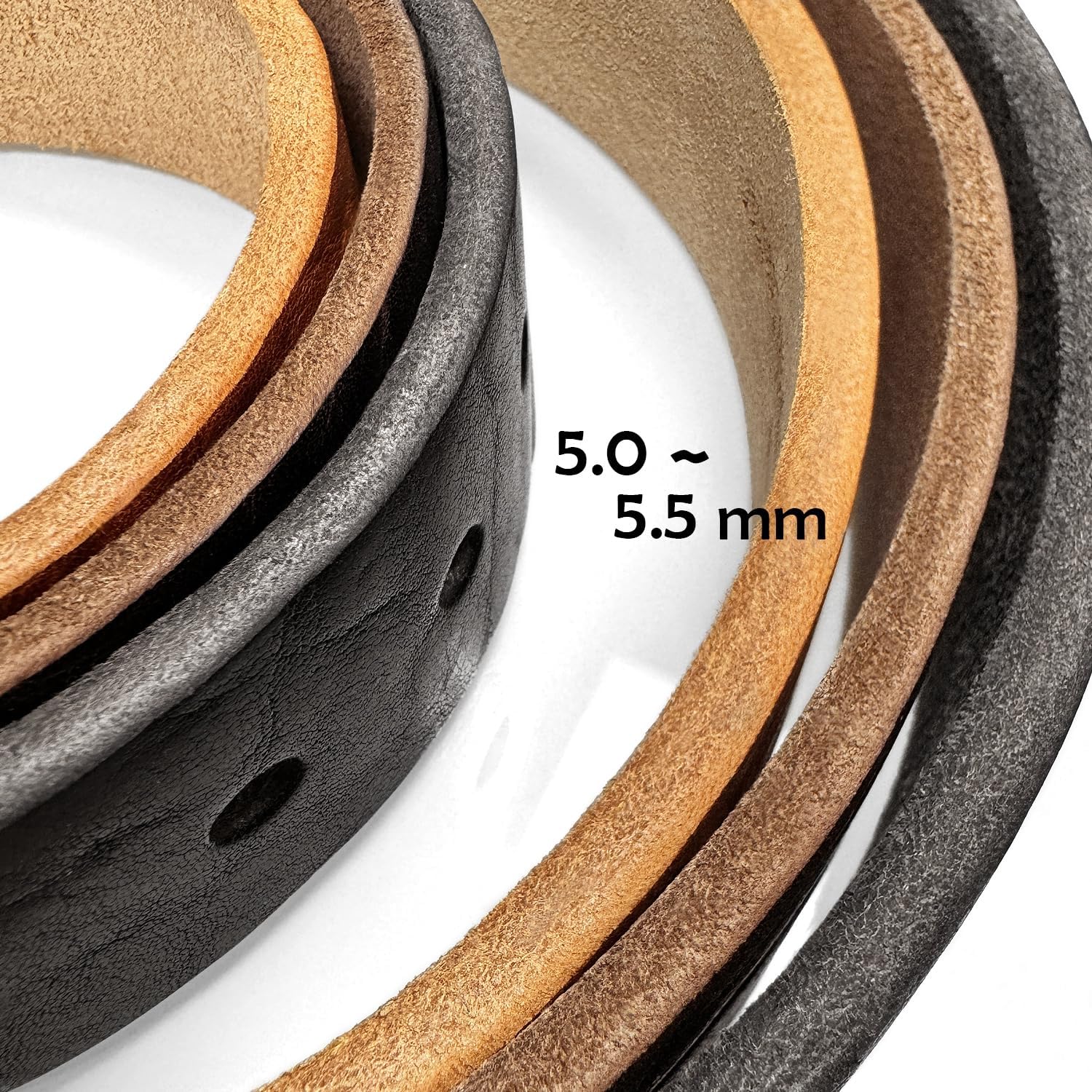 Mens Heavy-Duty (4.8~5.8 mm thick) Genuine Full Grain Leather Belt Strap 1-1/2"(38mm) Wide