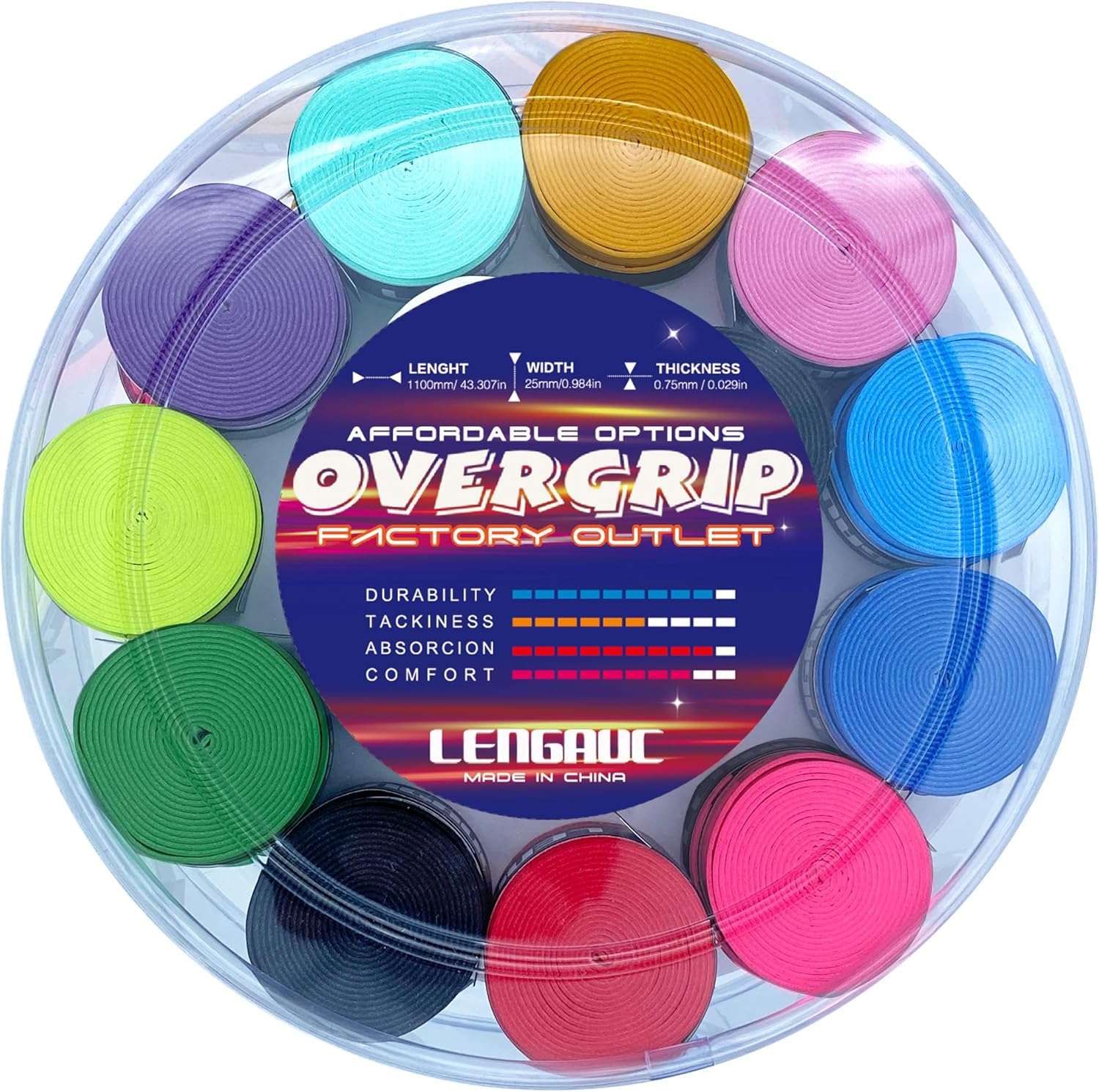 Tacky Overgrips,Tennis/Badminton/Pickleball/Paddle 30/60 Pack, Tacky Anti-Slip and Absorbent Grip, Colorful,Comfort Grip Tape,Absorb Sweatbands Anti Slip