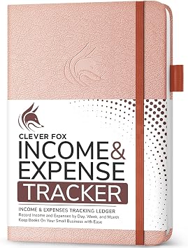 Clever Fox Income & Expense Tracker, Business Ledger 8.5x11 Rose Gold