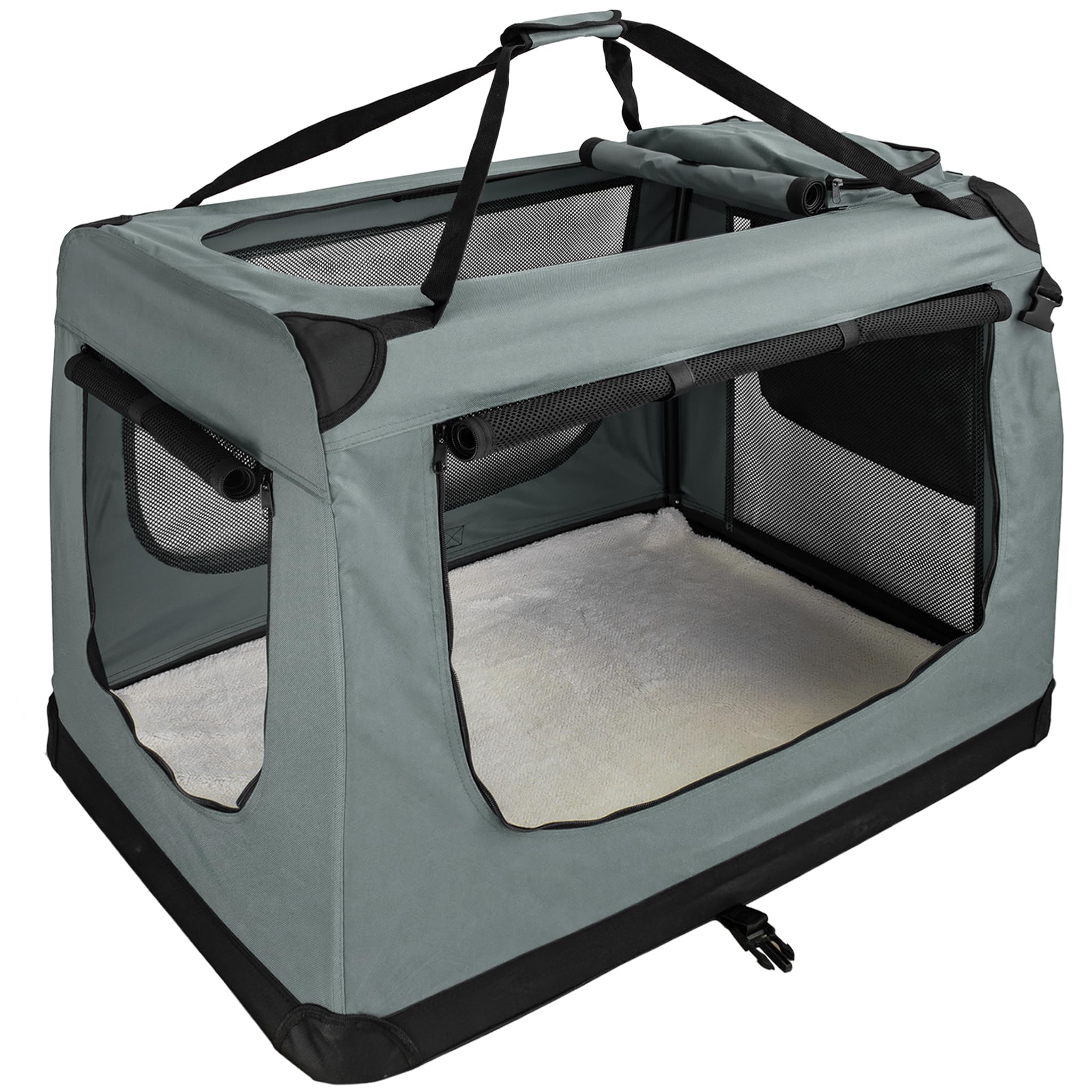 Trasportino pieghevole per cani Petigi | XXL - 90 x 60 x 65 cm, grigio scuro, gatto, coniglio, grande, borsa per il trasporto