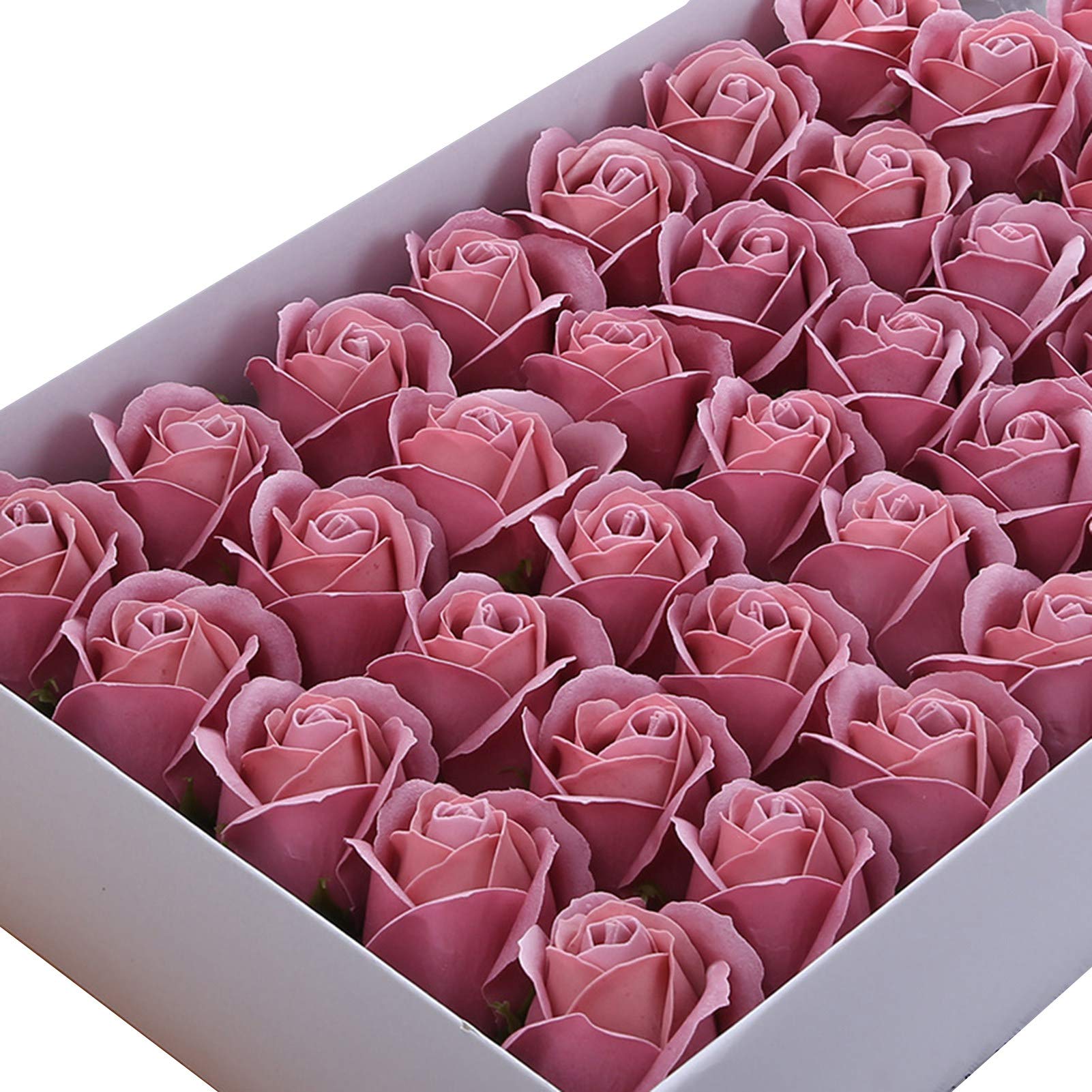 50 pièces Fleur de Savon Rose Artificielle à 3 Couches, Cadeau de décoration de Fleur parfumée pétale de Rose pour la Saint-Valentin, la fête des mères, Le Mariage, Noël