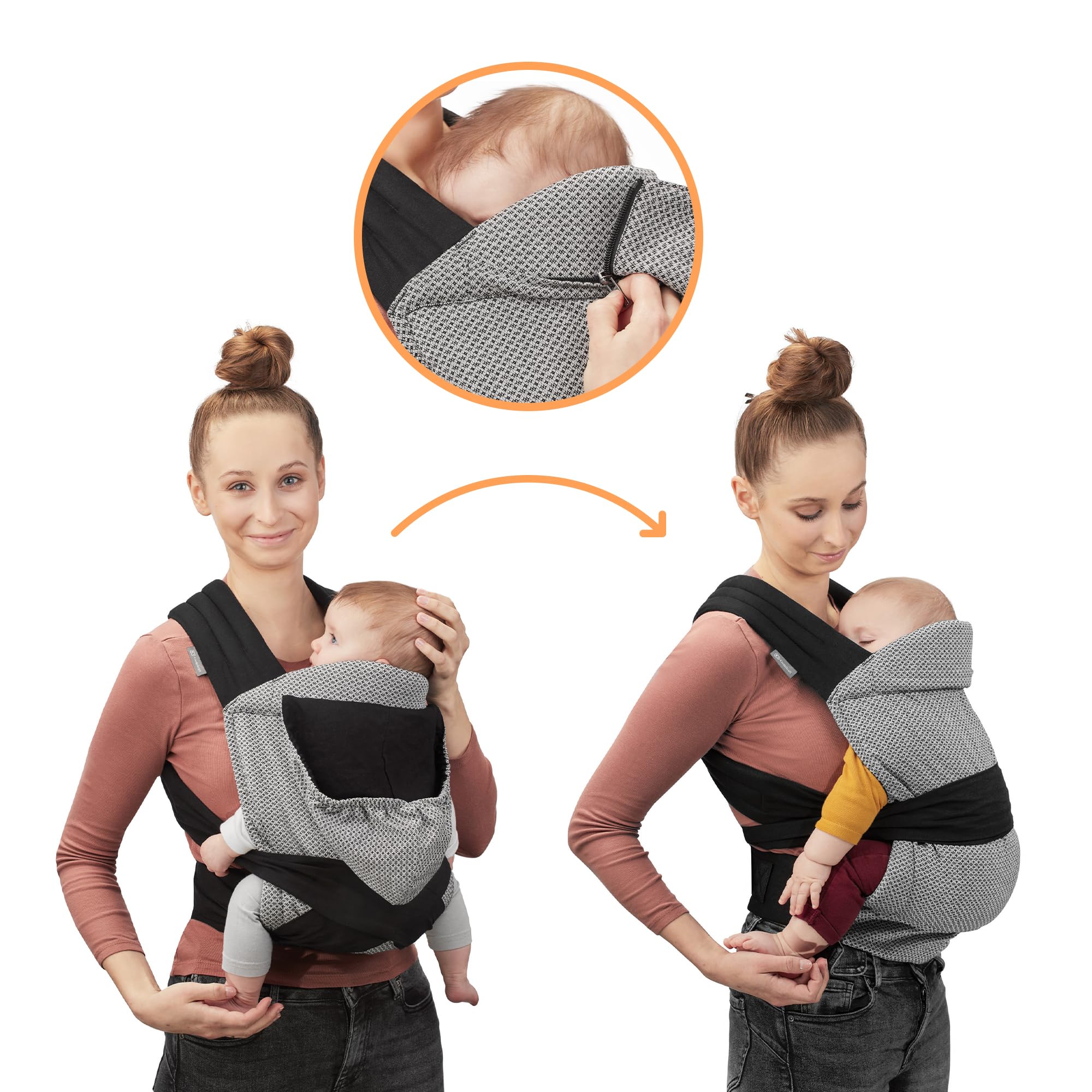 kk Kinderkraft ADOREE Marsupio neonati ergonomico, Porta bebè da 3 Mesi, Ventrale e Dorsale, Regolabile, Grigio