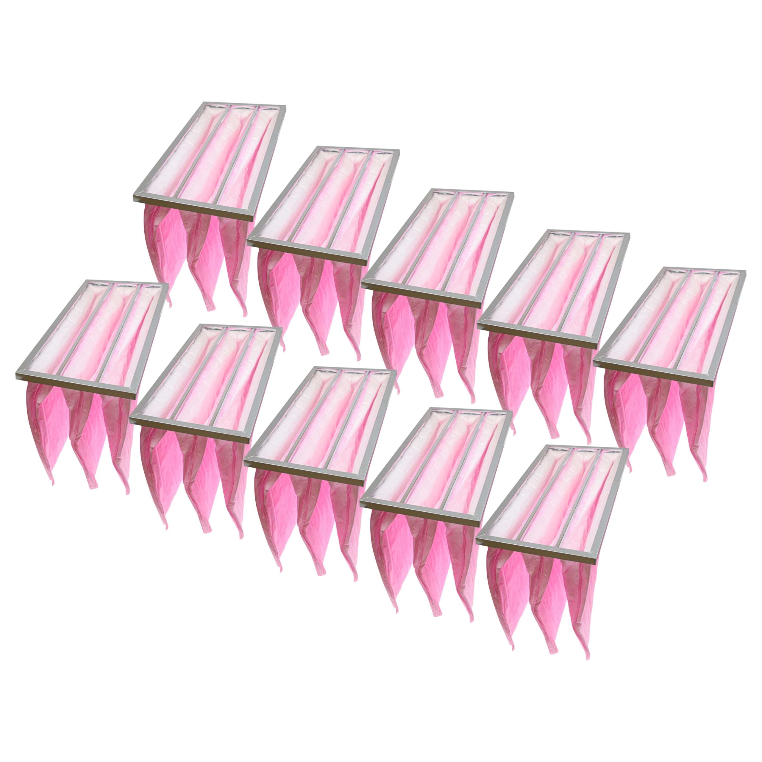 vhbw 10x Filtros de bolsa para sistemas aire acondicionado y ventilación | Filtro F7, 28,7 x 59,2 x 36 cm Rosa