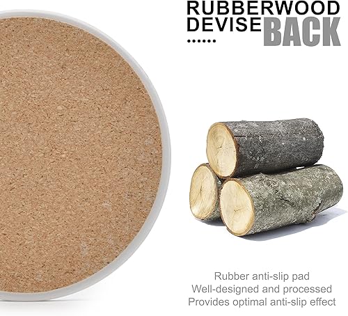 Miniatura 10 de 6 posavasos con soporte, posavasos de cerámica estilo mármol, juego de posavasos absorbentes adecuados para tipos de tazas, posavasos de estilo